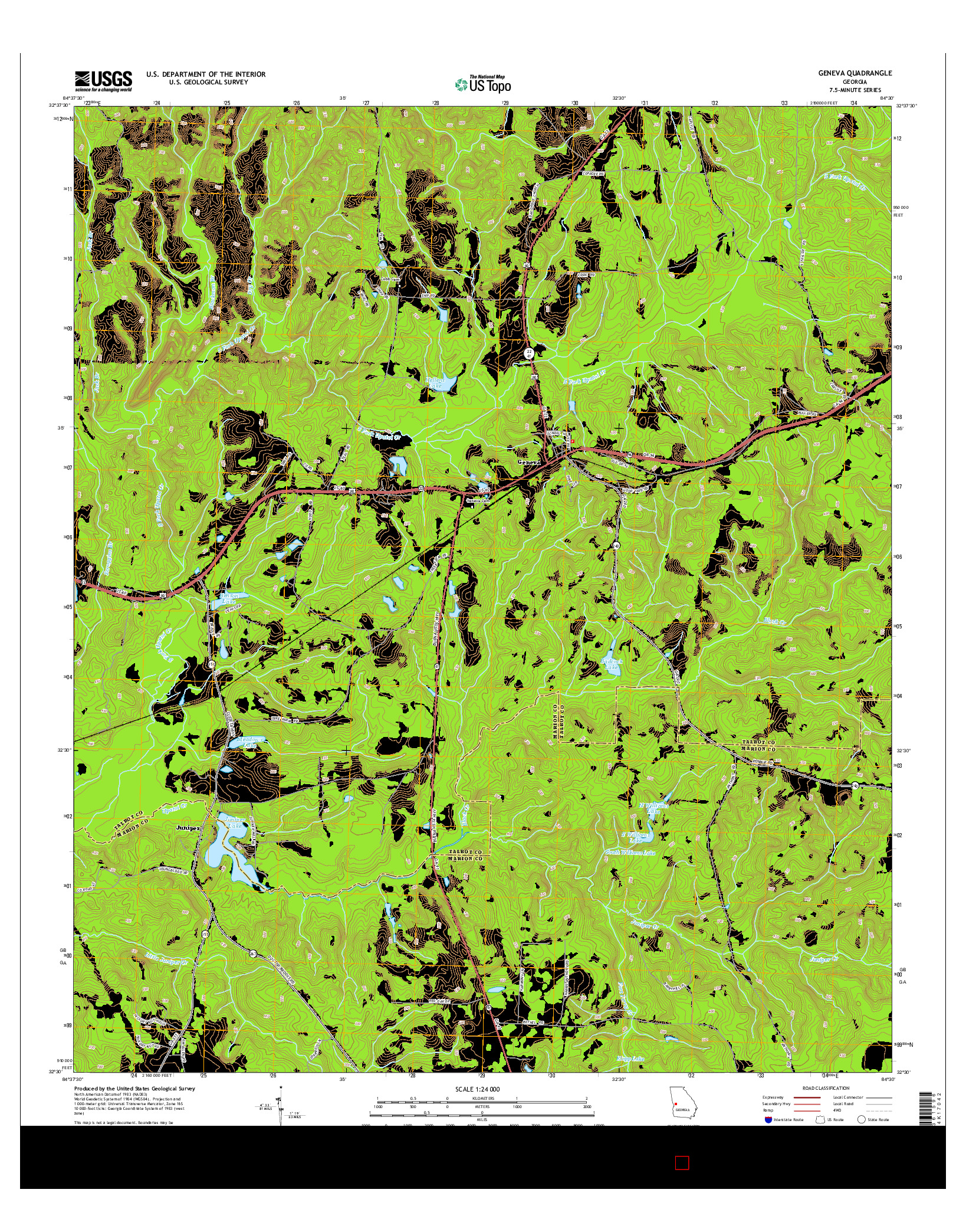 USGS US TOPO 7.5-MINUTE MAP FOR GENEVA, GA 2014