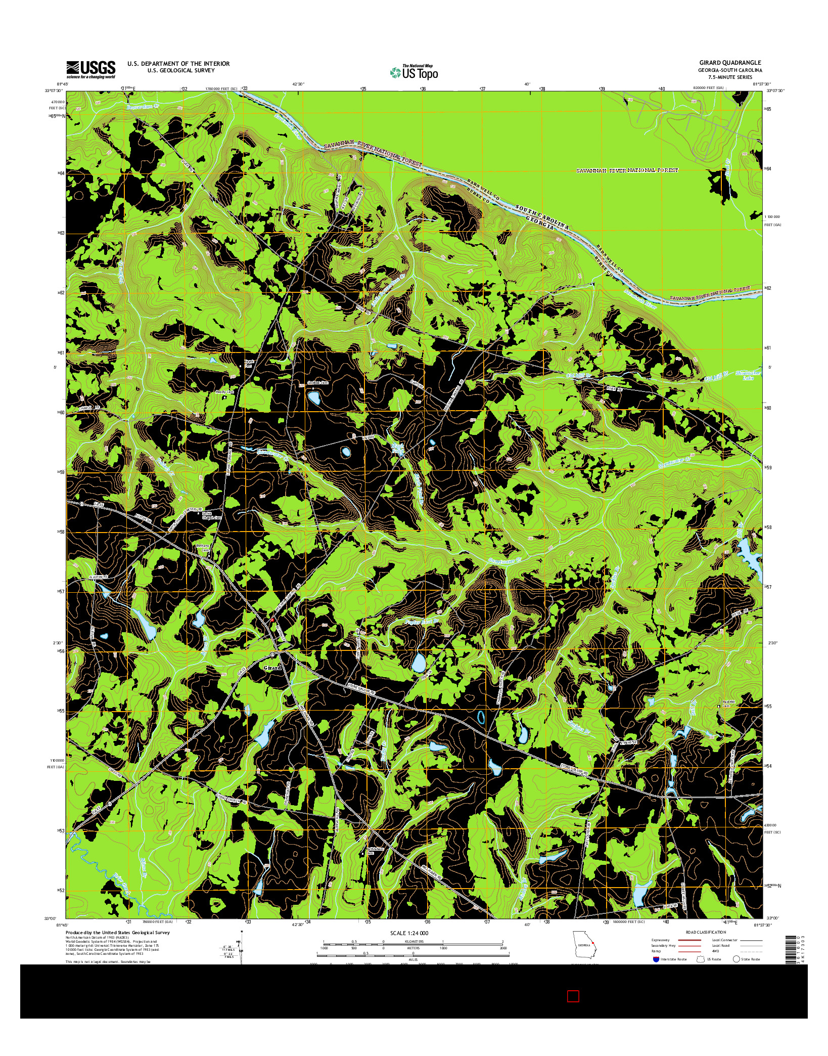 USGS US TOPO 7.5-MINUTE MAP FOR GIRARD, GA-SC 2014