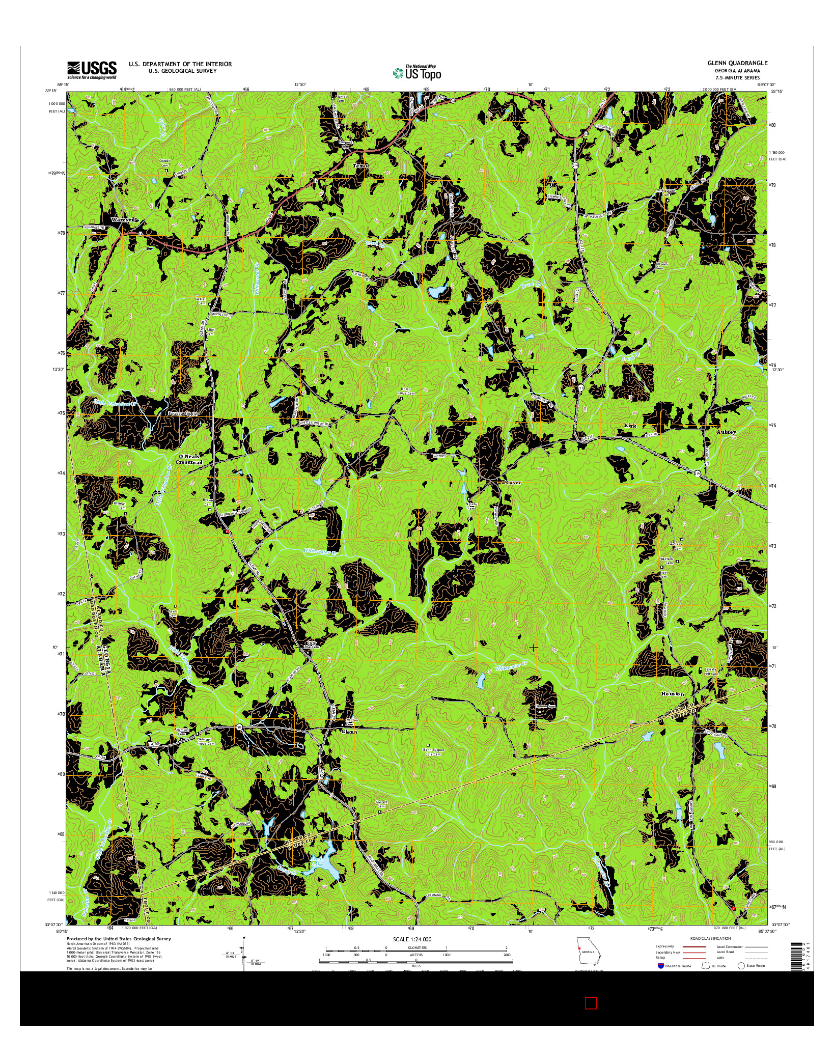 USGS US TOPO 7.5-MINUTE MAP FOR GLENN, GA-AL 2014