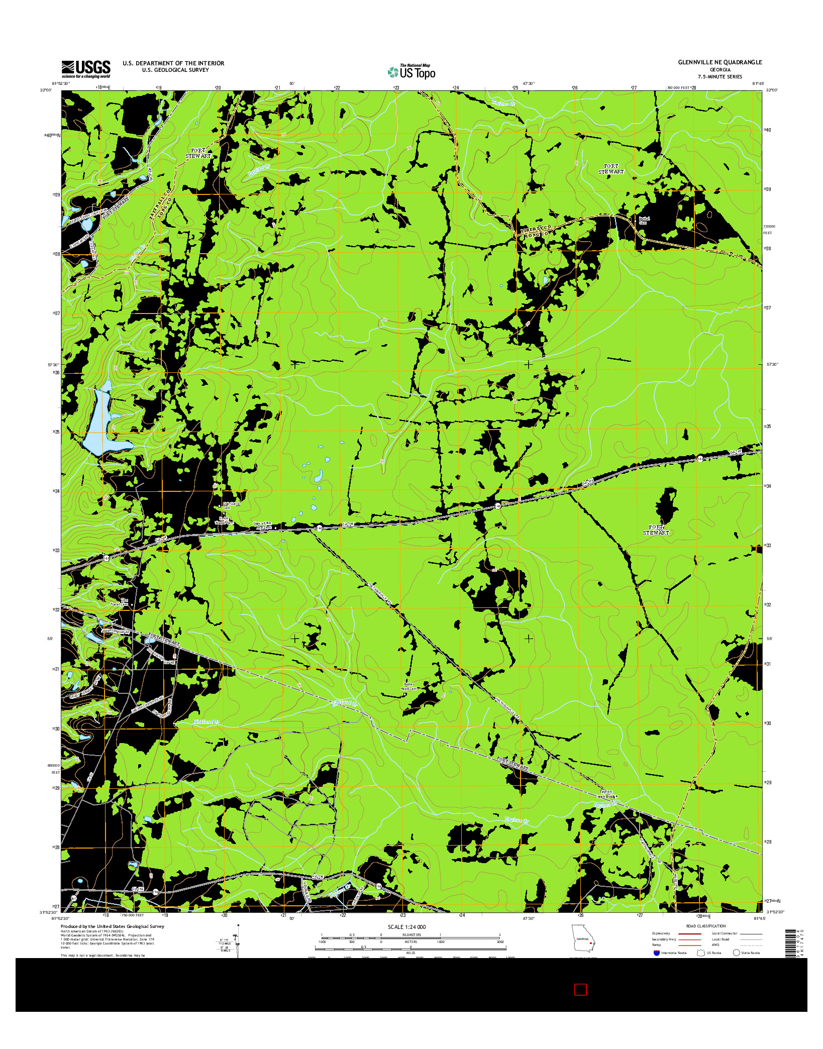 USGS US TOPO 7.5-MINUTE MAP FOR GLENNVILLE NE, GA 2014