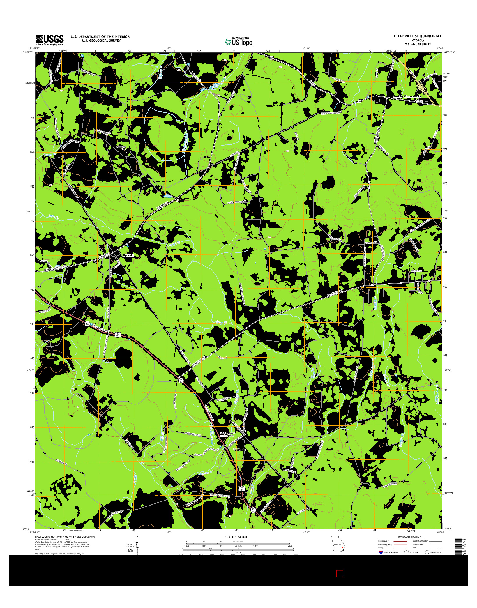 USGS US TOPO 7.5-MINUTE MAP FOR GLENNVILLE SE, GA 2014