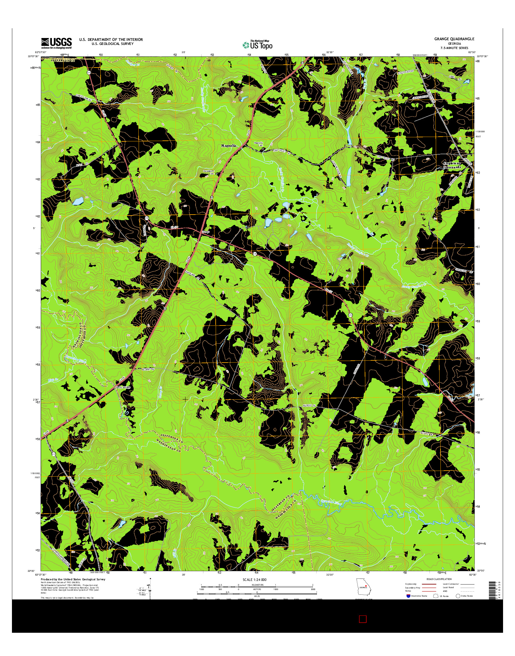 USGS US TOPO 7.5-MINUTE MAP FOR GRANGE, GA 2014