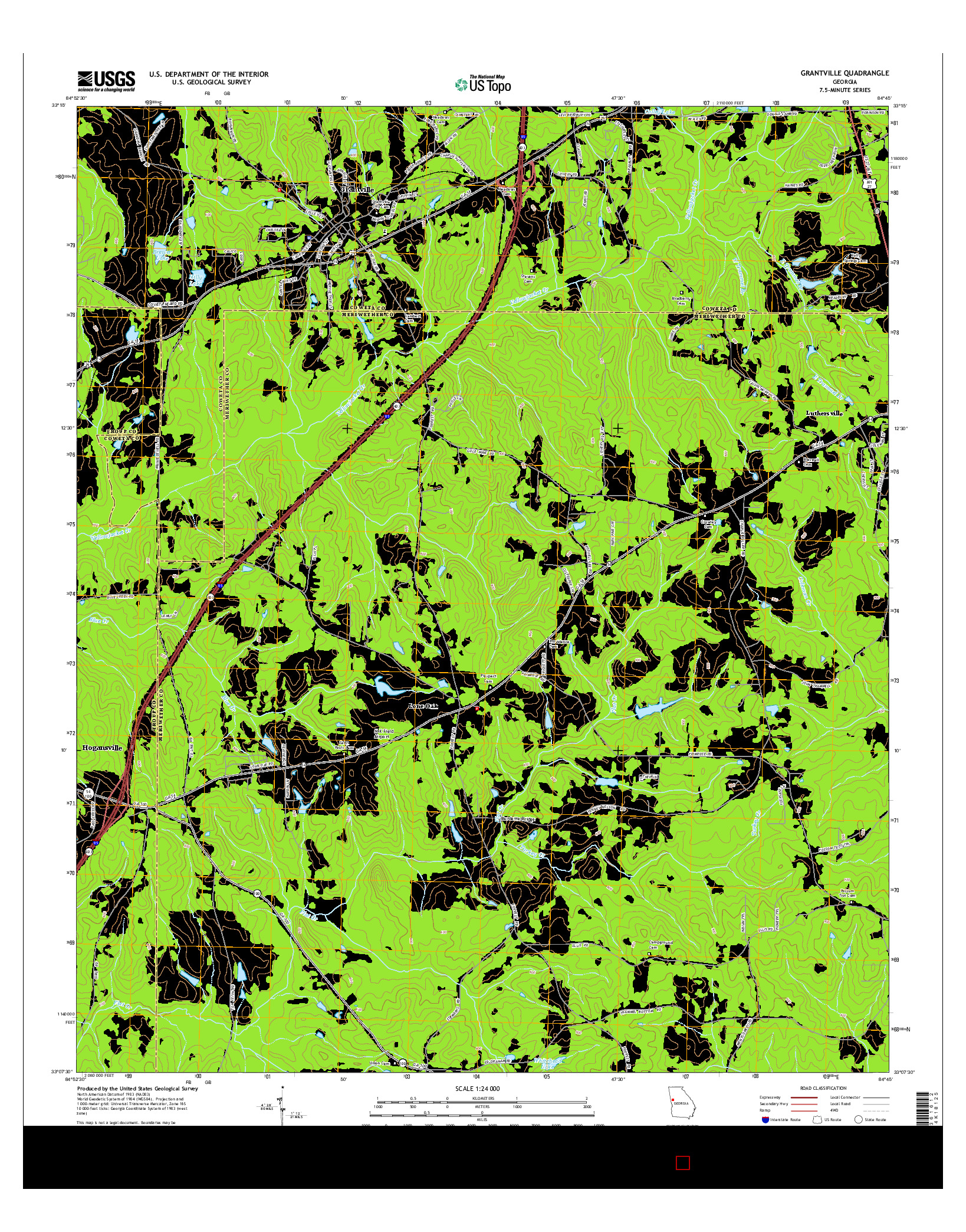 USGS US TOPO 7.5-MINUTE MAP FOR GRANTVILLE, GA 2014