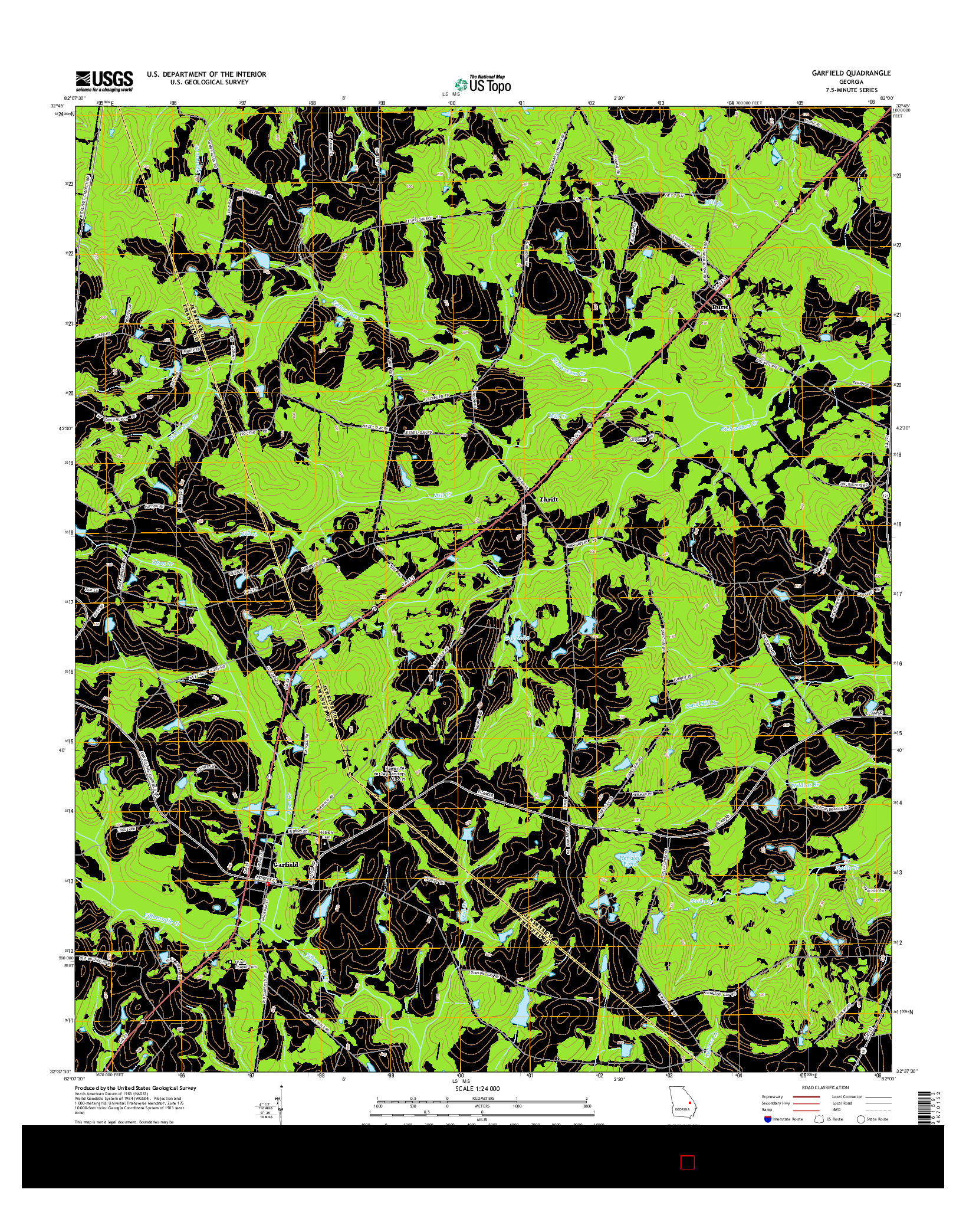 USGS US TOPO 7.5-MINUTE MAP FOR GARFIELD, GA 2014