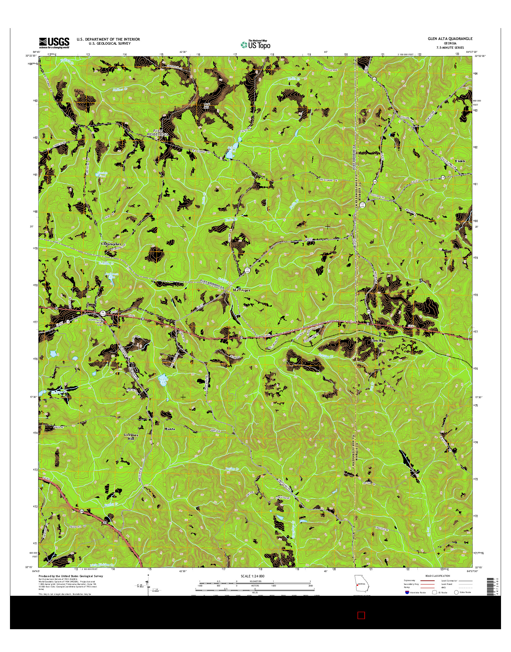 USGS US TOPO 7.5-MINUTE MAP FOR GLEN ALTA, GA 2014