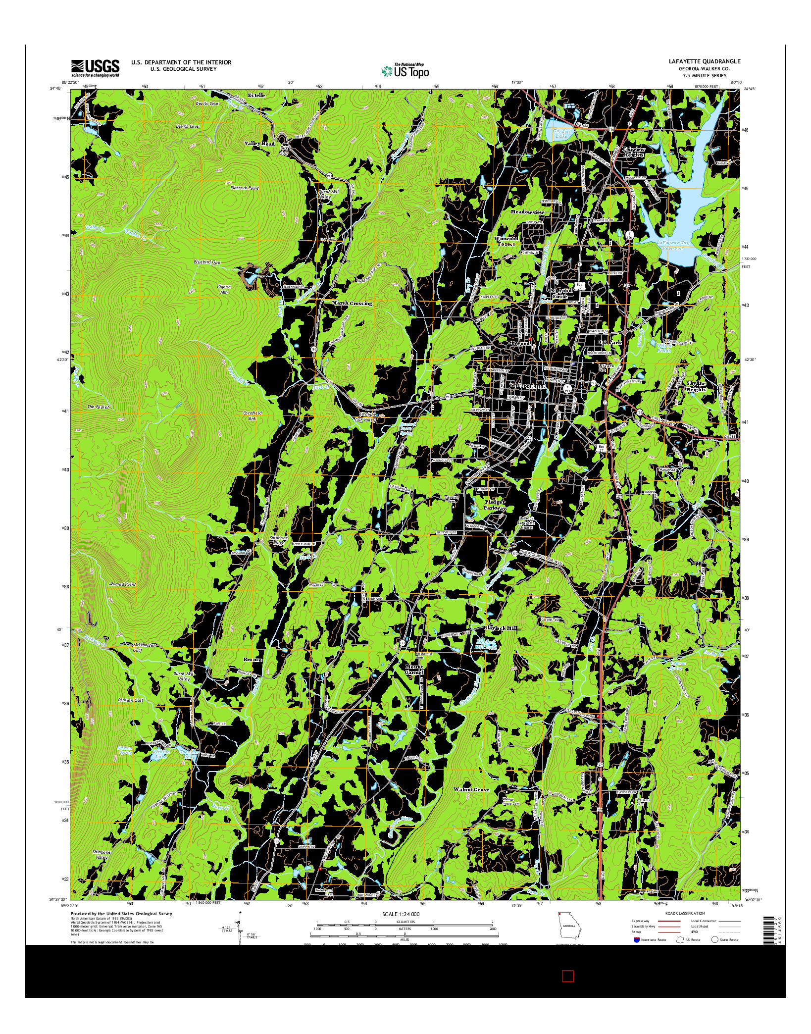 USGS US TOPO 7.5-MINUTE MAP FOR LAFAYETTE, GA 2014