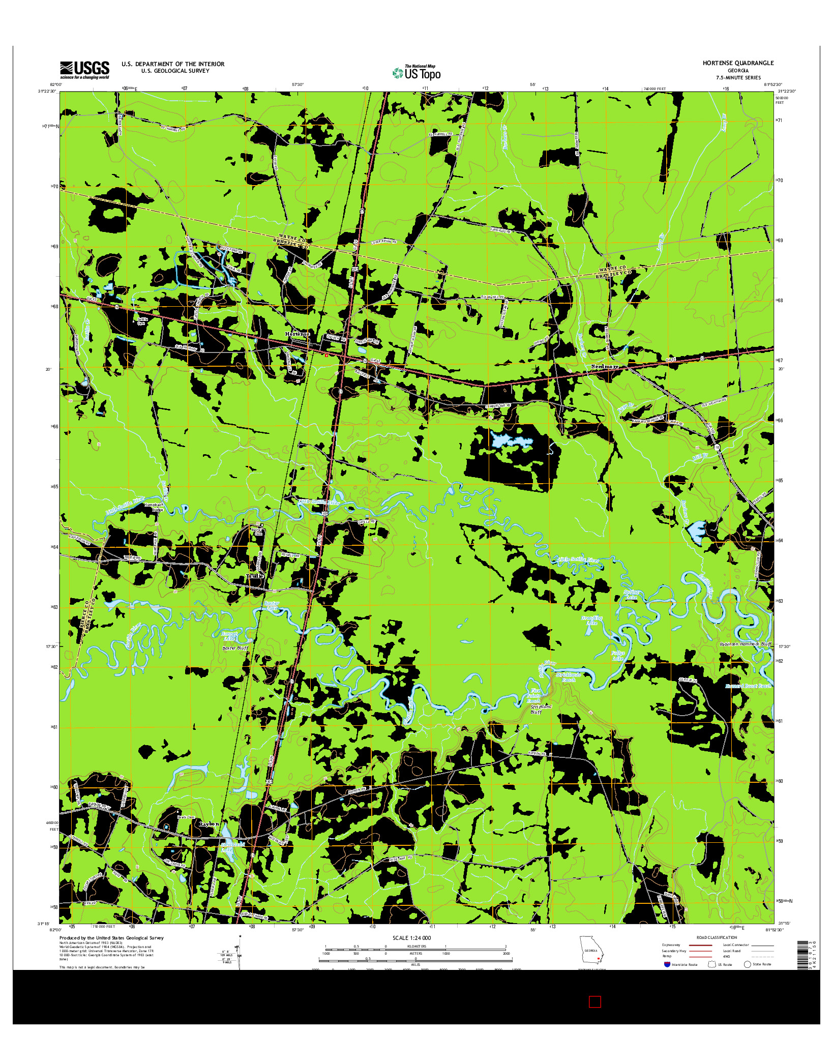 USGS US TOPO 7.5-MINUTE MAP FOR HORTENSE, GA 2014