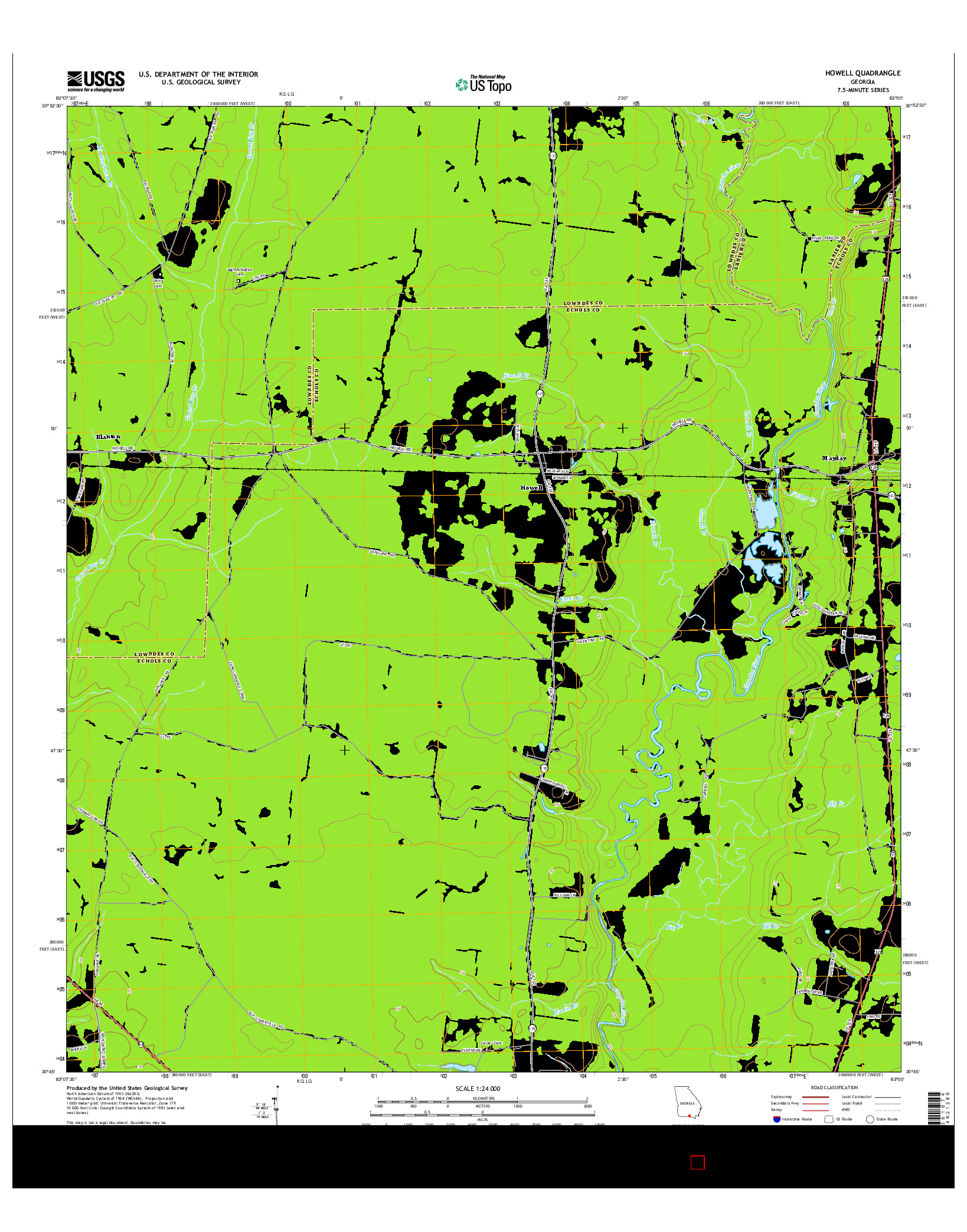 USGS US TOPO 7.5-MINUTE MAP FOR HOWELL, GA 2014