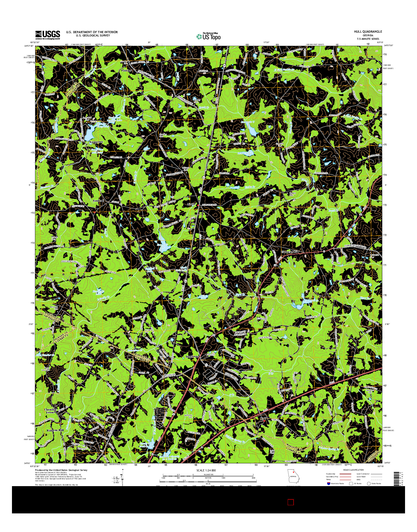 USGS US TOPO 7.5-MINUTE MAP FOR HULL, GA 2014