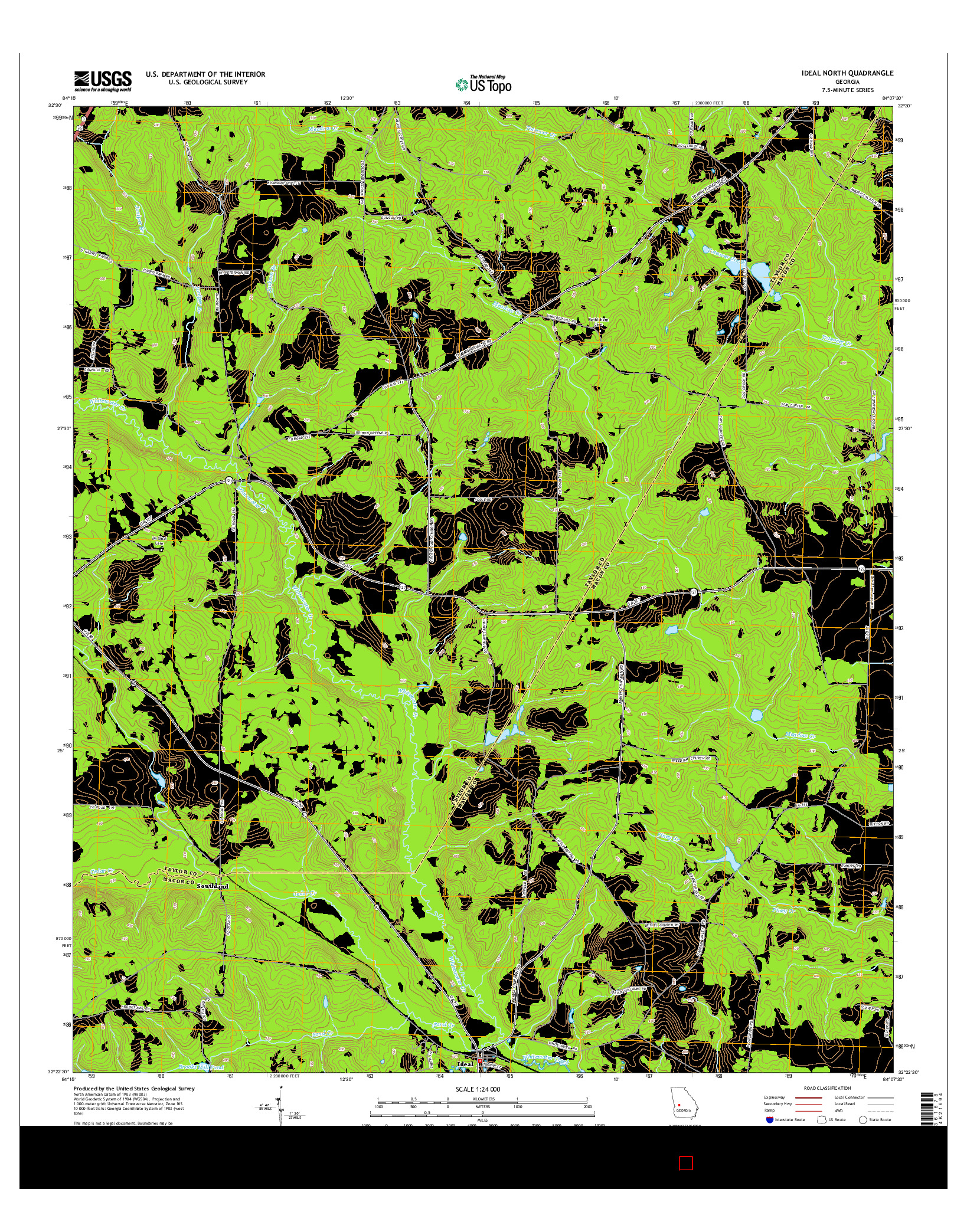 USGS US TOPO 7.5-MINUTE MAP FOR IDEAL NORTH, GA 2014