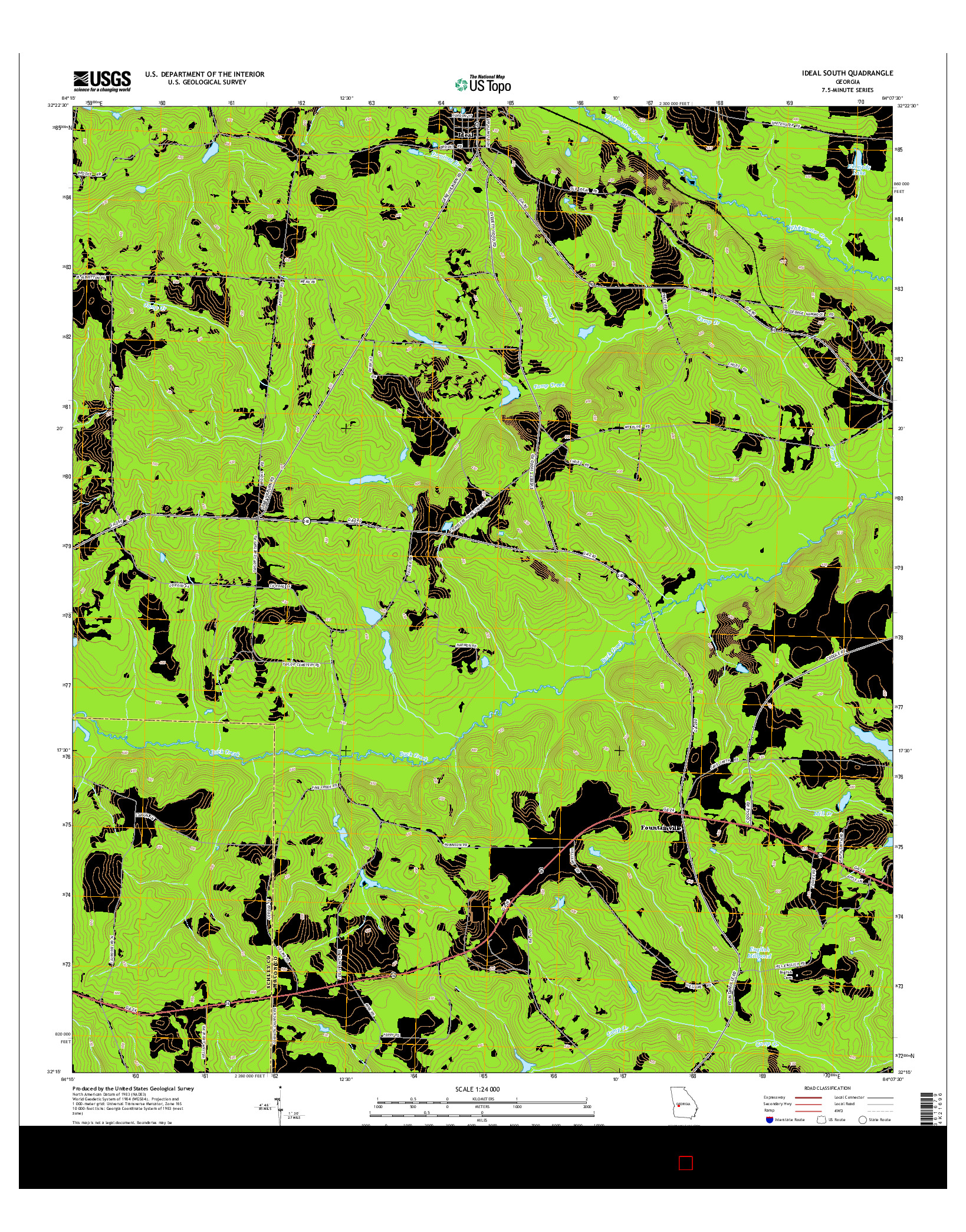 USGS US TOPO 7.5-MINUTE MAP FOR IDEAL SOUTH, GA 2014