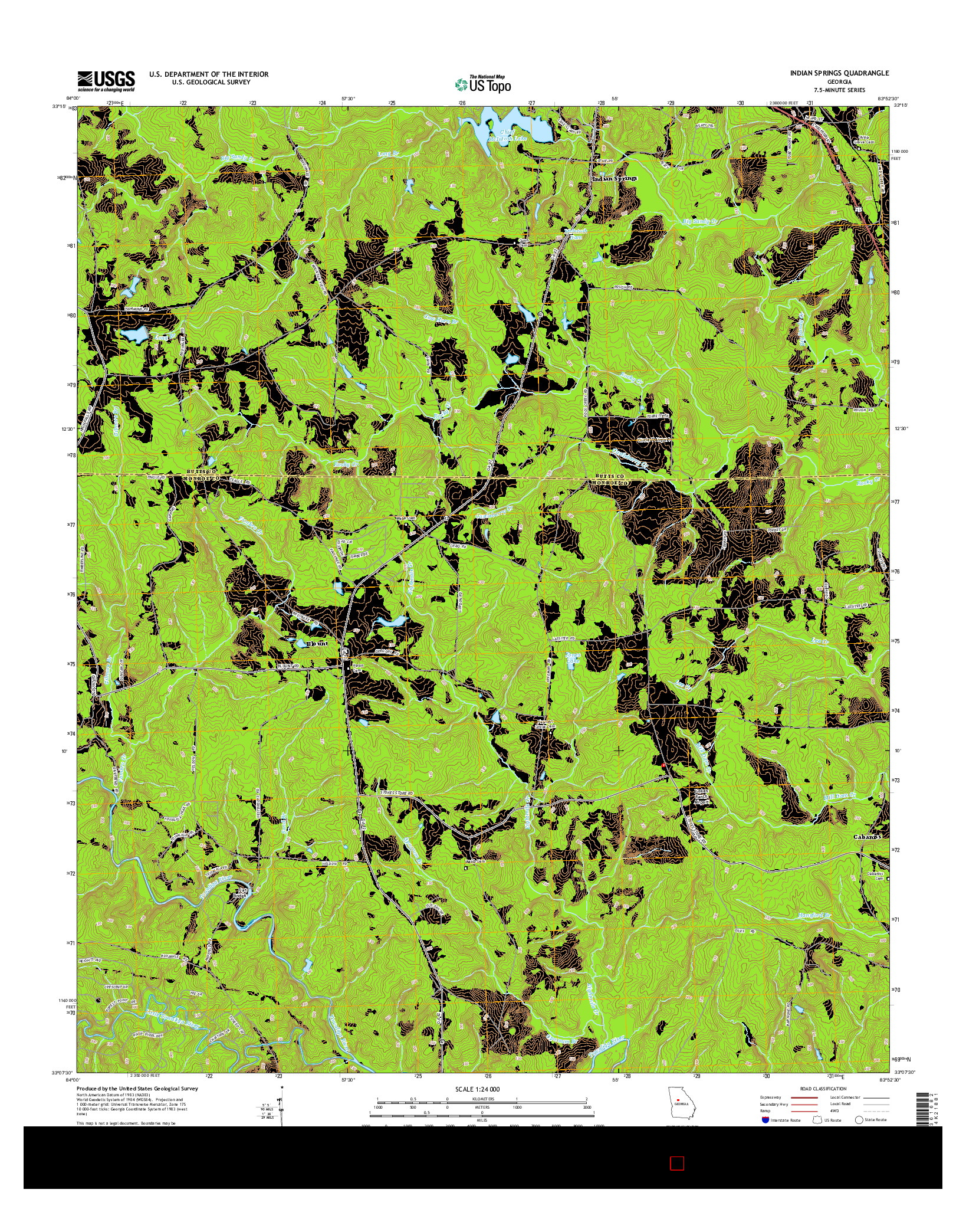 USGS US TOPO 7.5-MINUTE MAP FOR INDIAN SPRINGS, GA 2014