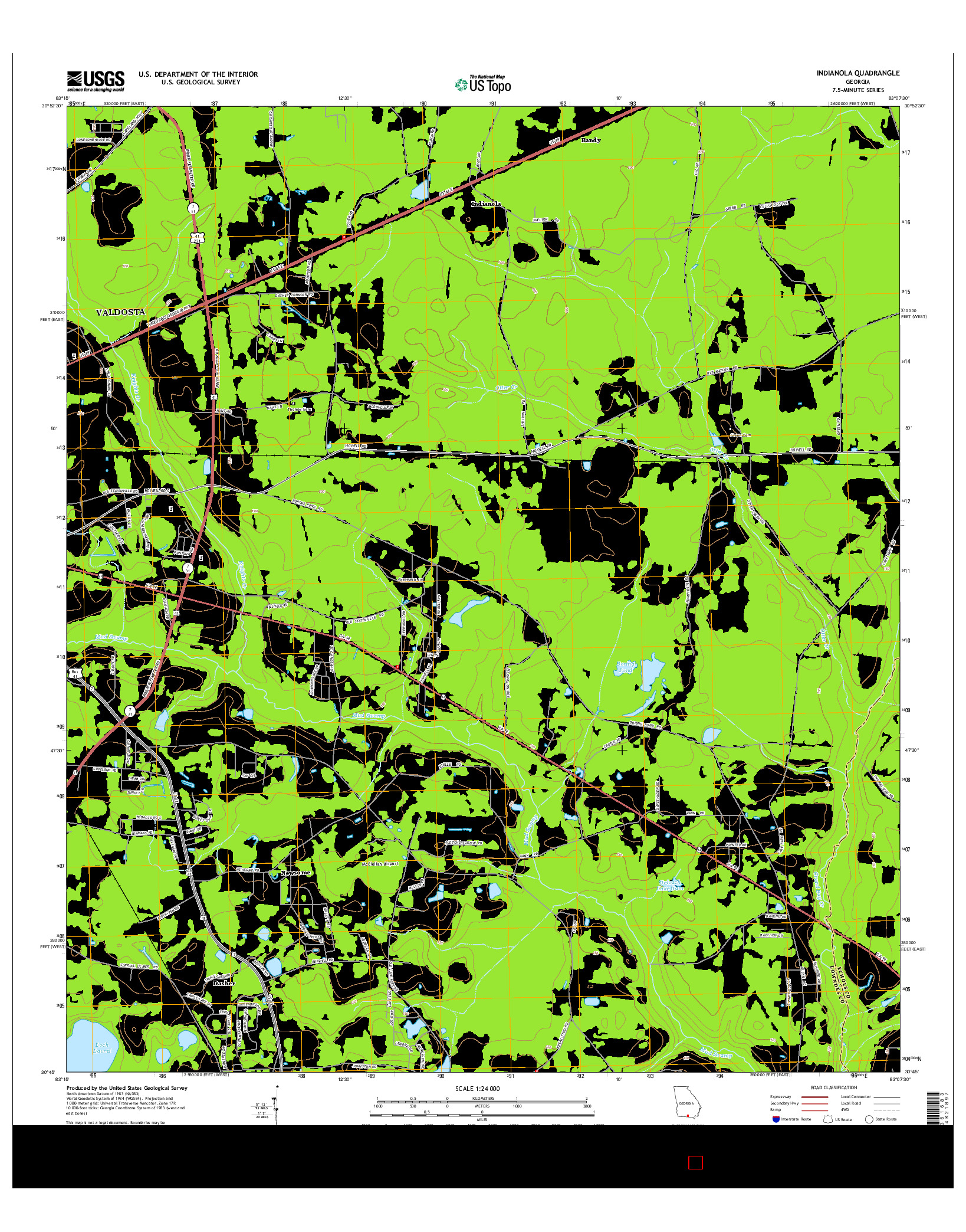 USGS US TOPO 7.5-MINUTE MAP FOR INDIANOLA, GA 2014