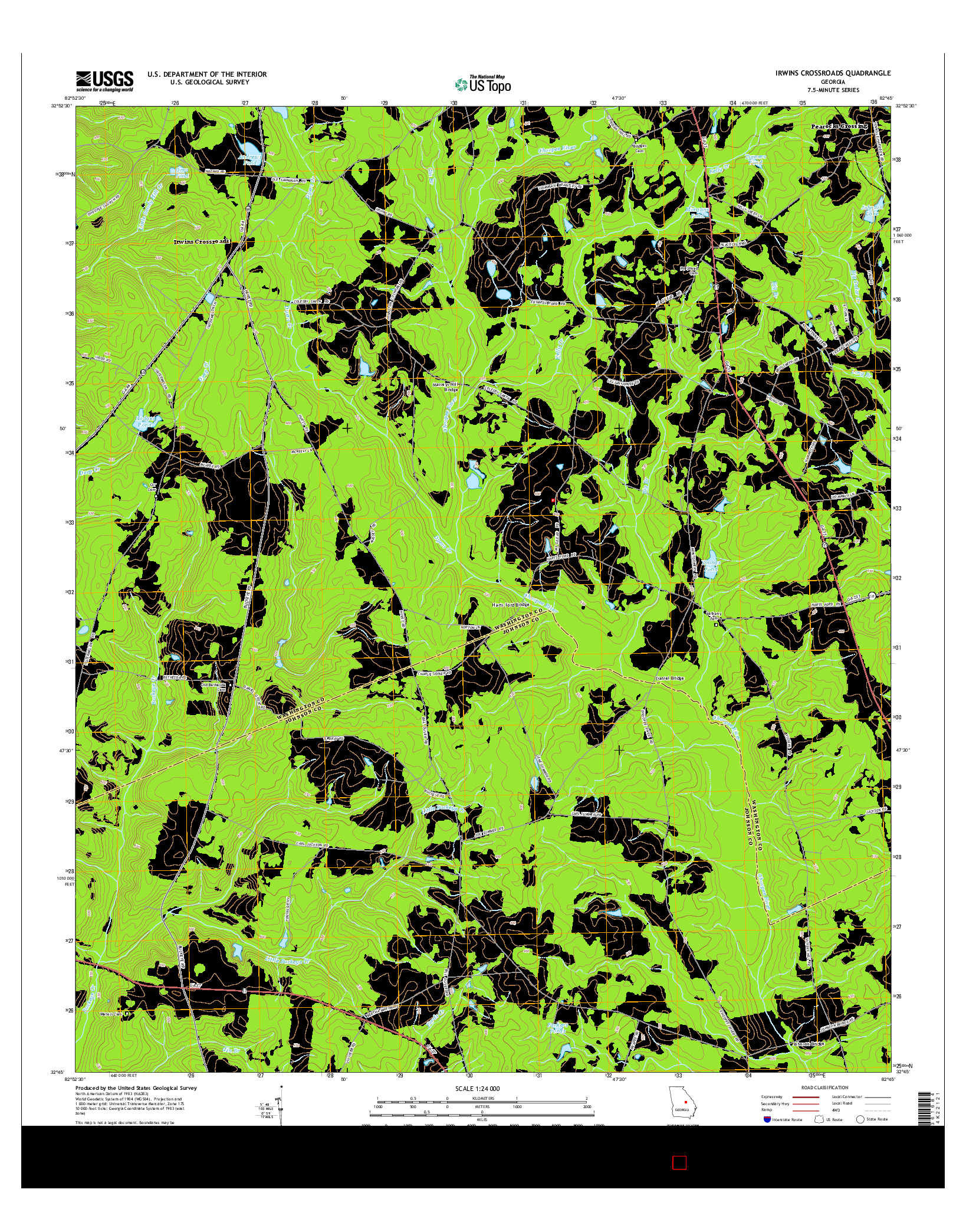 USGS US TOPO 7.5-MINUTE MAP FOR IRWINS CROSSROADS, GA 2014