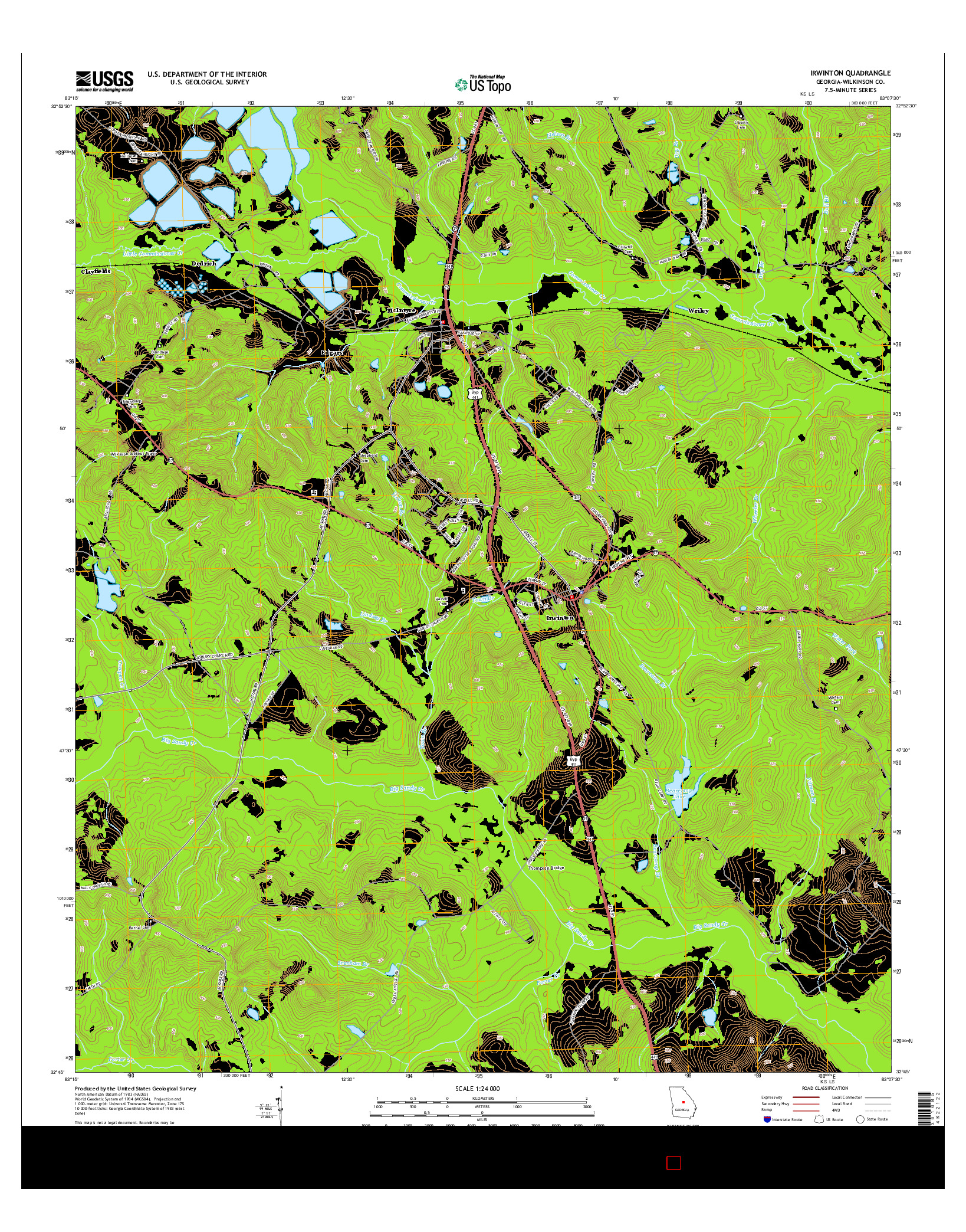 USGS US TOPO 7.5-MINUTE MAP FOR IRWINTON, GA 2014