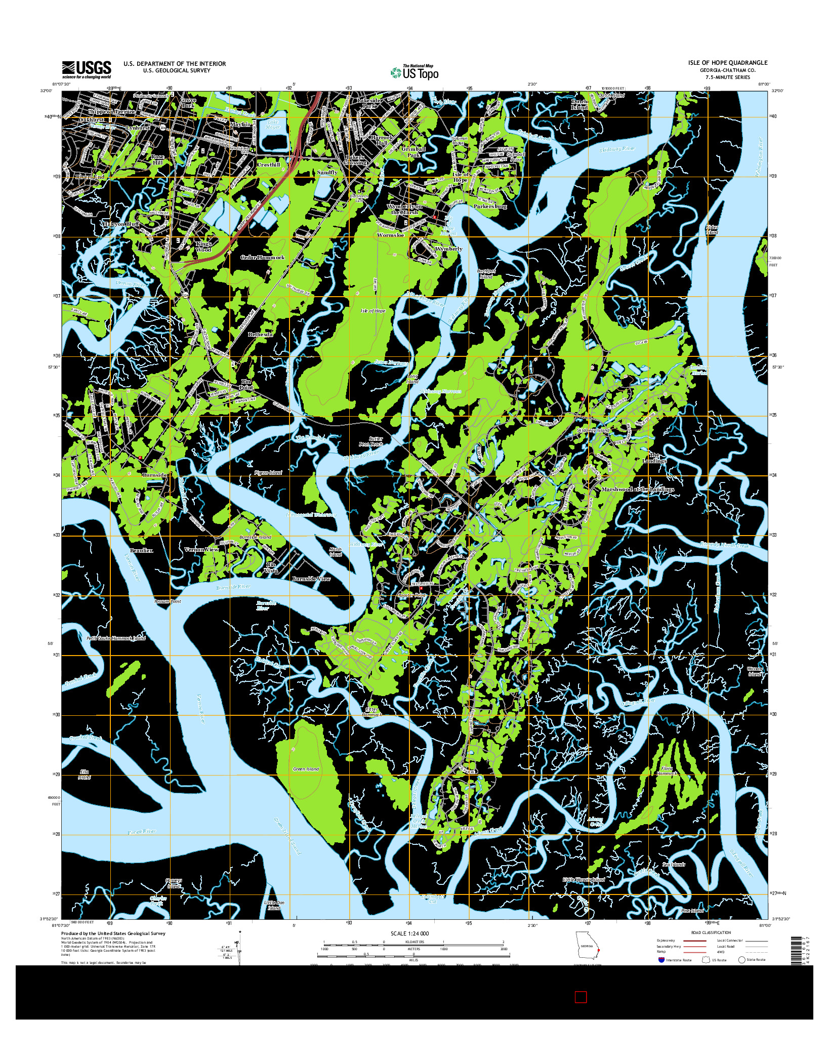 USGS US TOPO 7.5-MINUTE MAP FOR ISLE OF HOPE, GA 2014