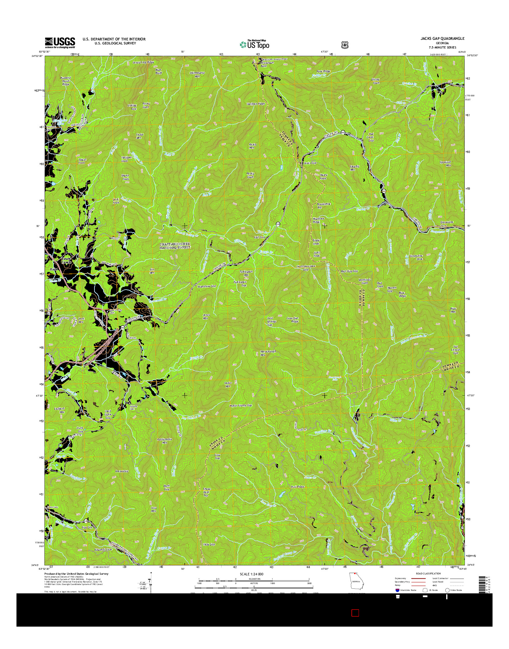 USGS US TOPO 7.5-MINUTE MAP FOR JACKS GAP, GA 2014