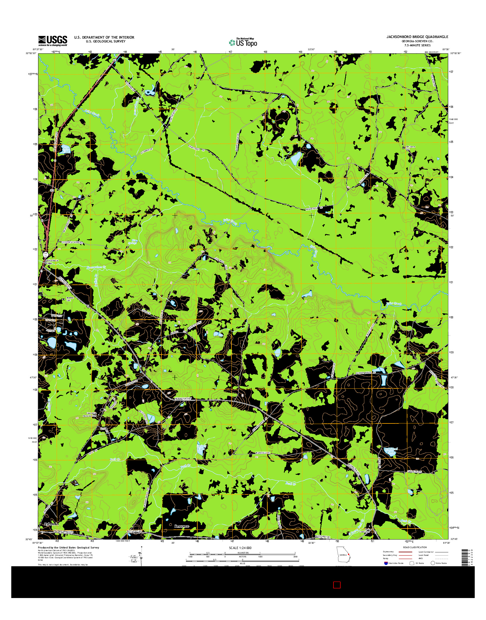 USGS US TOPO 7.5-MINUTE MAP FOR JACKSONBORO BRIDGE, GA 2014