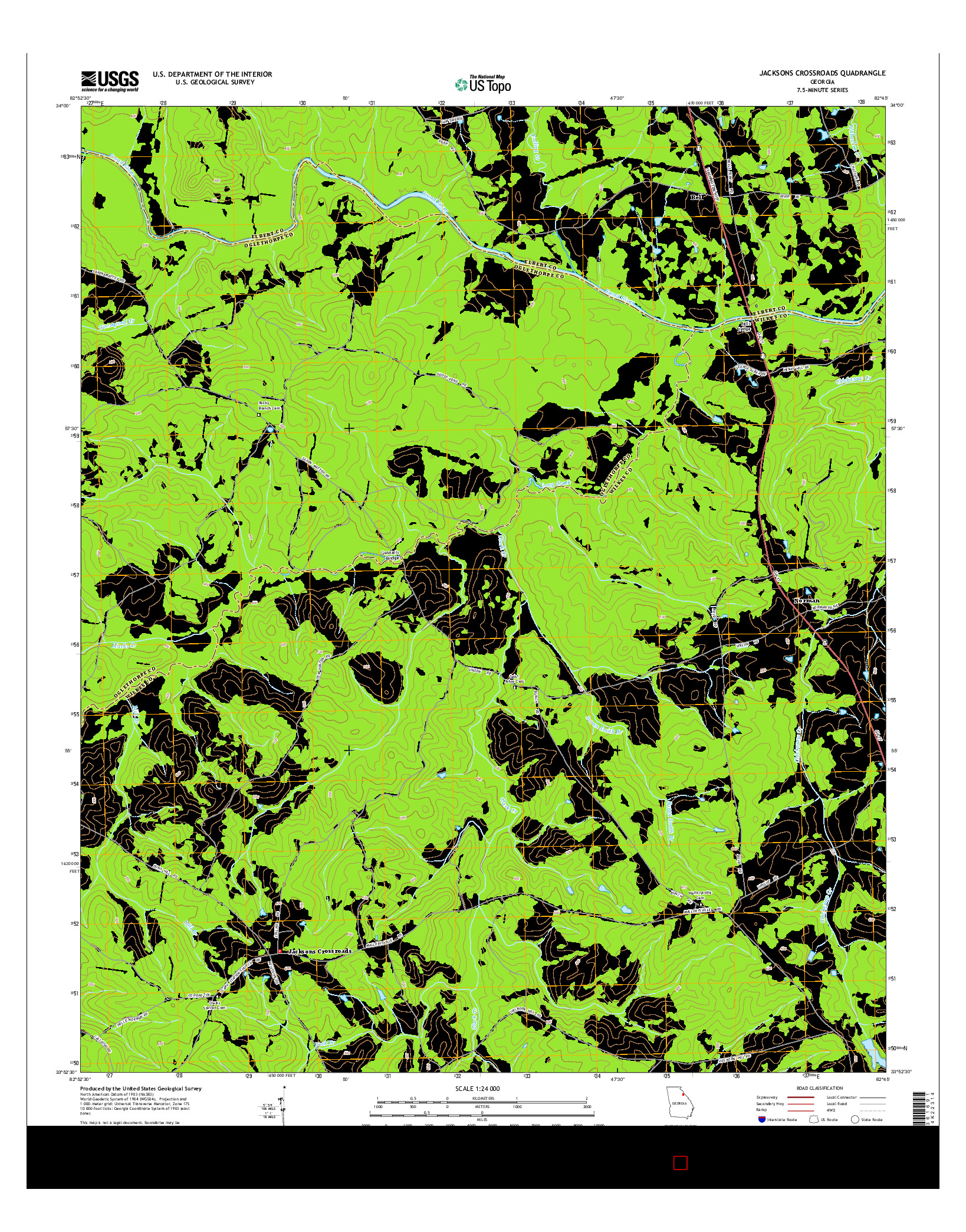 USGS US TOPO 7.5-MINUTE MAP FOR JACKSONS CROSSROADS, GA 2014