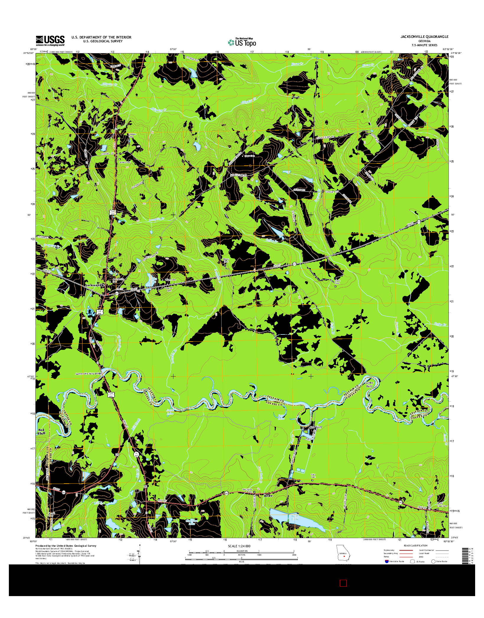 USGS US TOPO 7.5-MINUTE MAP FOR JACKSONVILLE, GA 2014