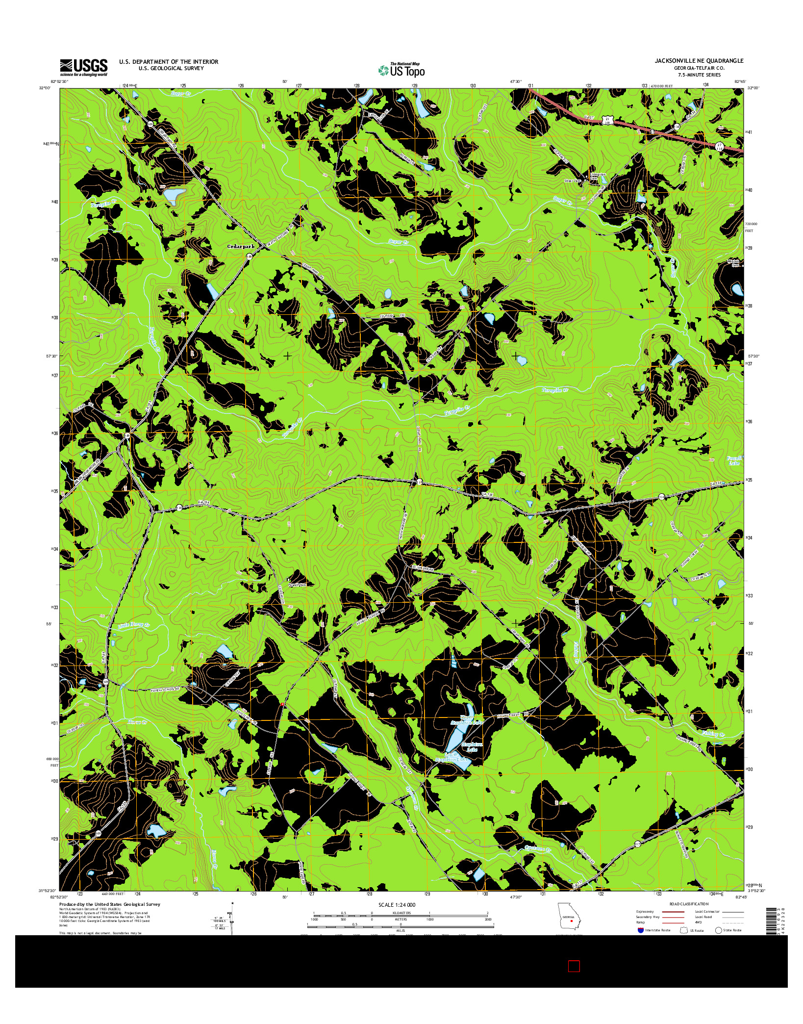 USGS US TOPO 7.5-MINUTE MAP FOR JACKSONVILLE NE, GA 2014