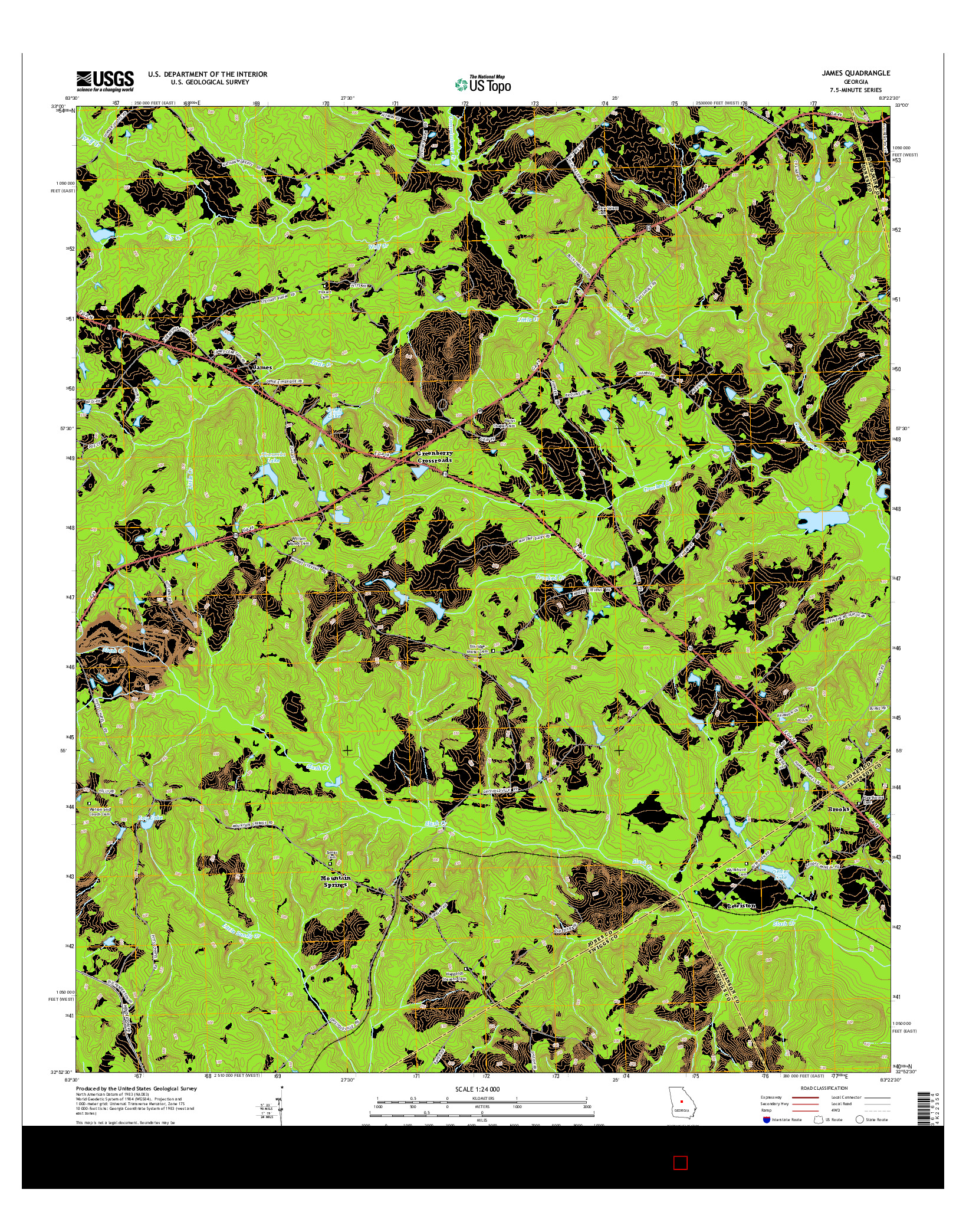 USGS US TOPO 7.5-MINUTE MAP FOR JAMES, GA 2014