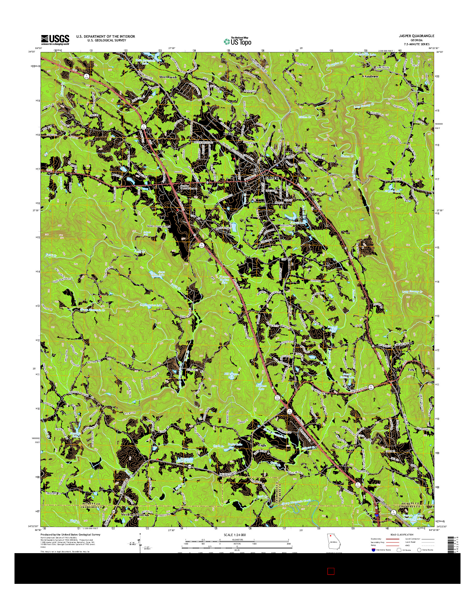 USGS US TOPO 7.5-MINUTE MAP FOR JASPER, GA 2014