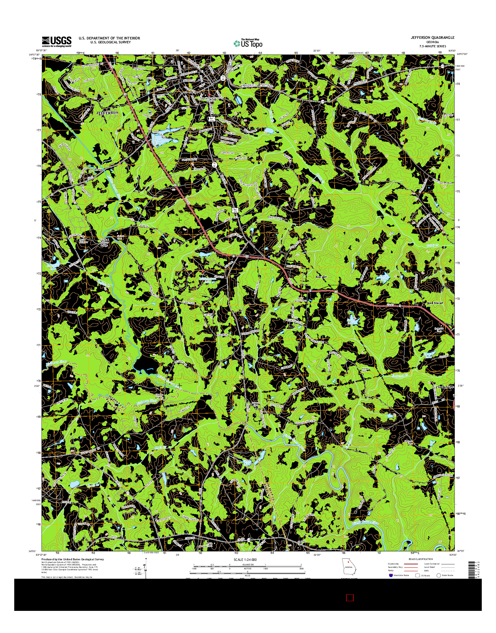 USGS US TOPO 7.5-MINUTE MAP FOR JEFFERSON, GA 2014