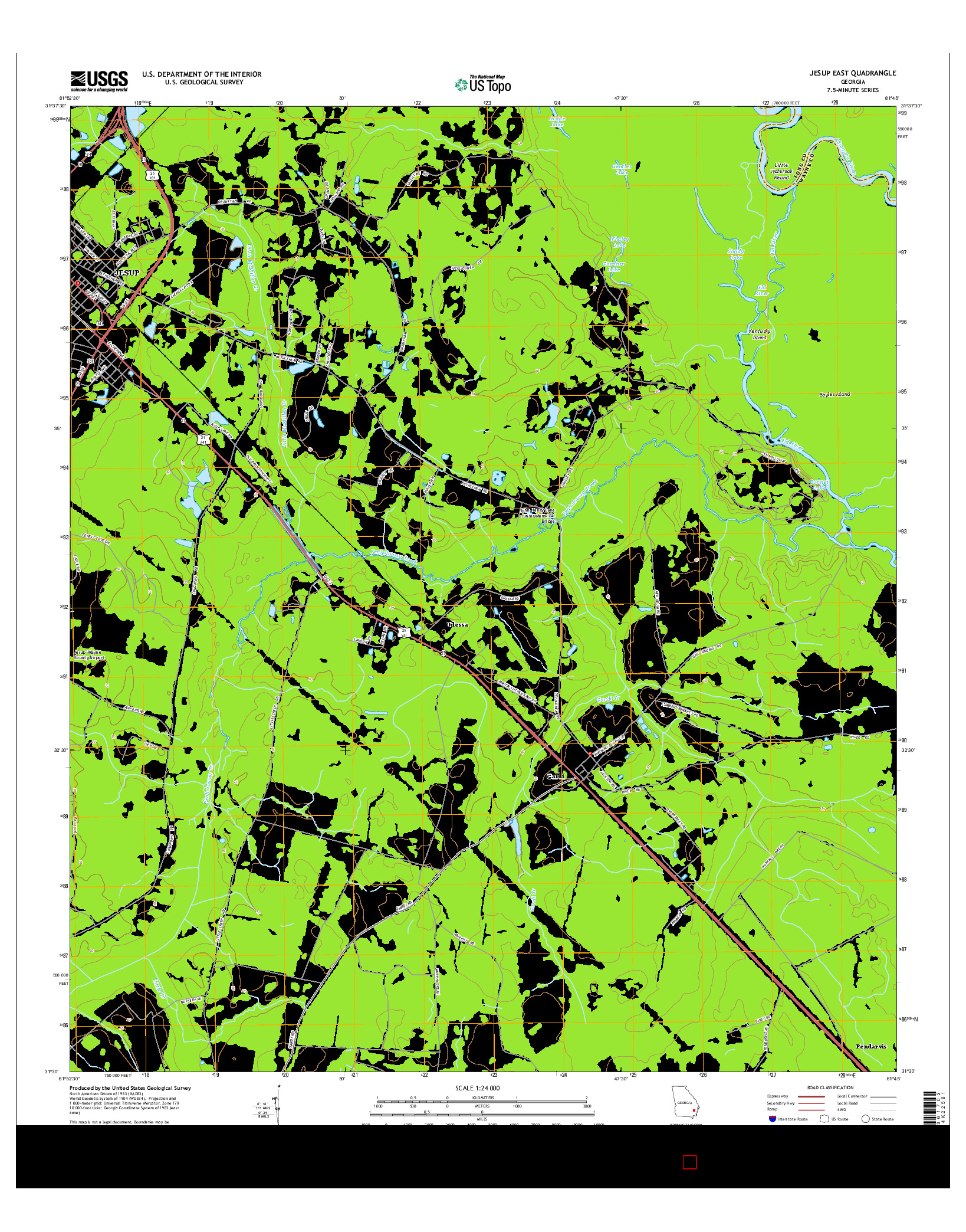 USGS US TOPO 7.5-MINUTE MAP FOR JESUP EAST, GA 2014