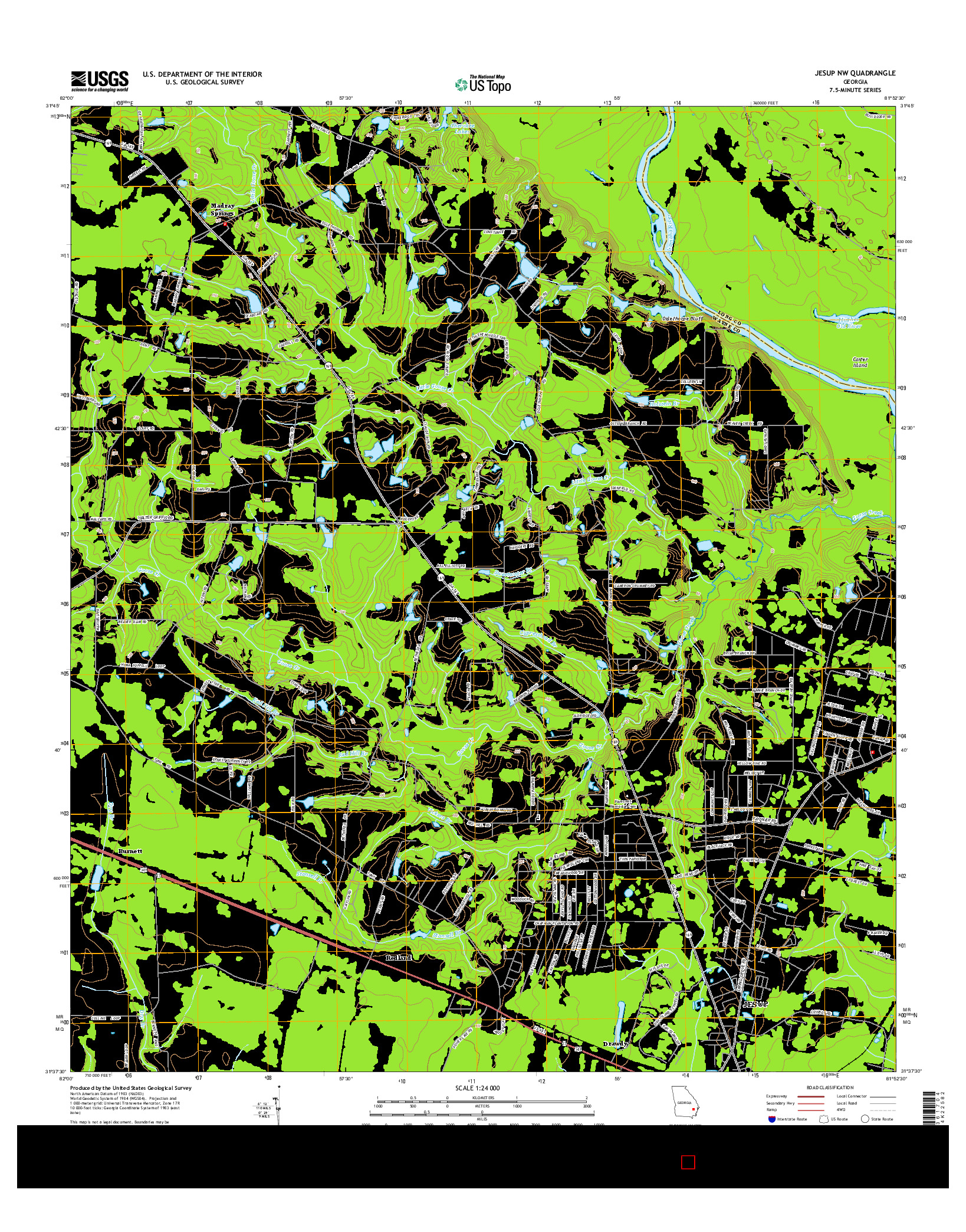 USGS US TOPO 7.5-MINUTE MAP FOR JESUP NW, GA 2014