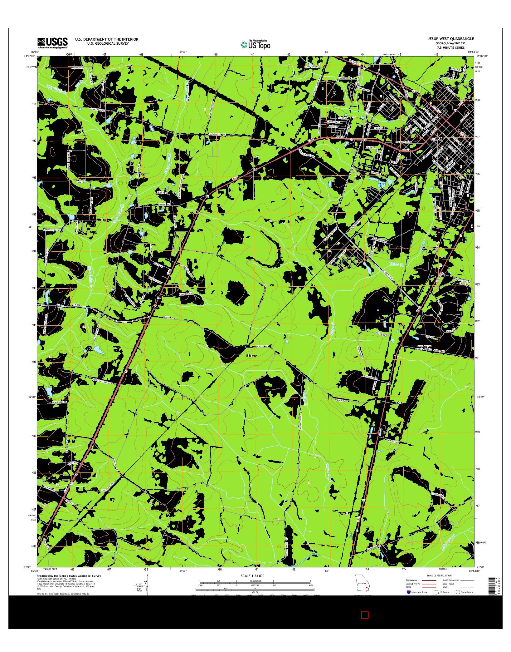 USGS US TOPO 7.5-MINUTE MAP FOR JESUP WEST, GA 2014