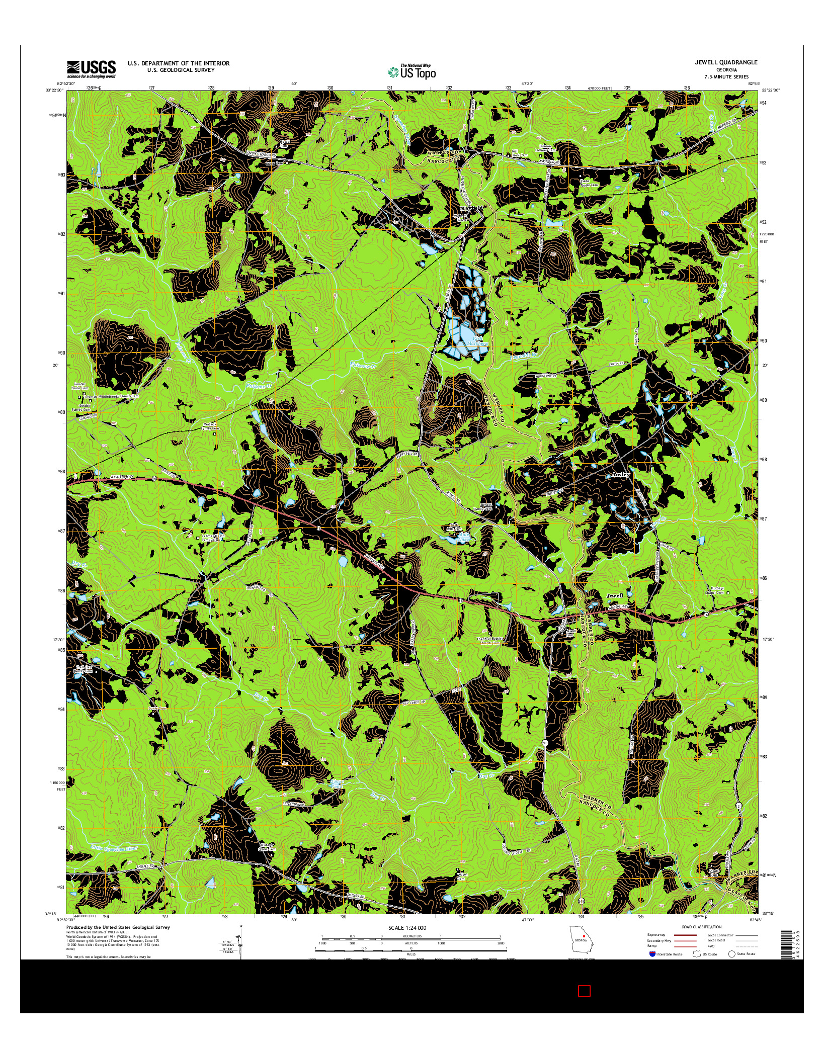 USGS US TOPO 7.5-MINUTE MAP FOR JEWELL, GA 2014