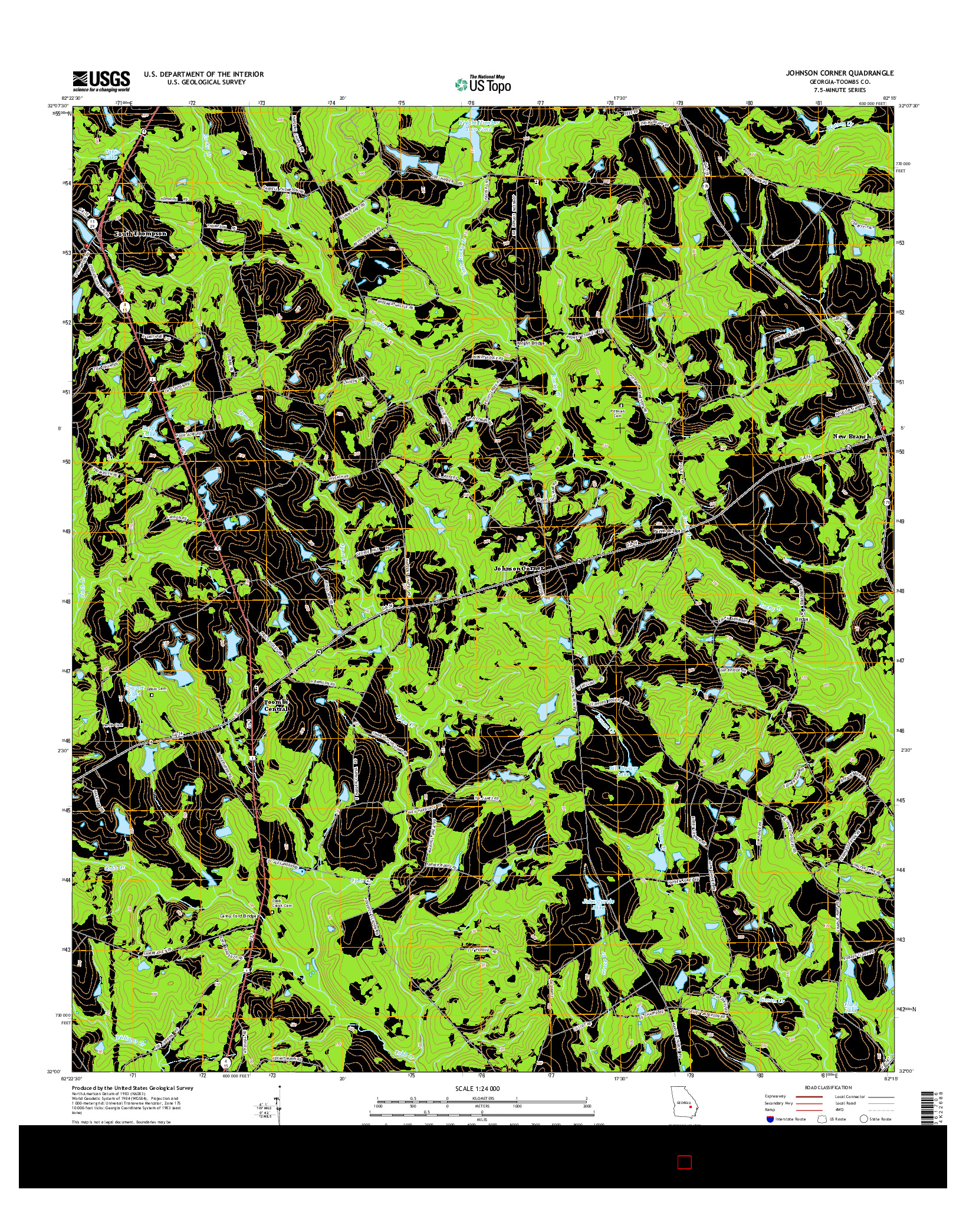 USGS US TOPO 7.5-MINUTE MAP FOR JOHNSON CORNER, GA 2014