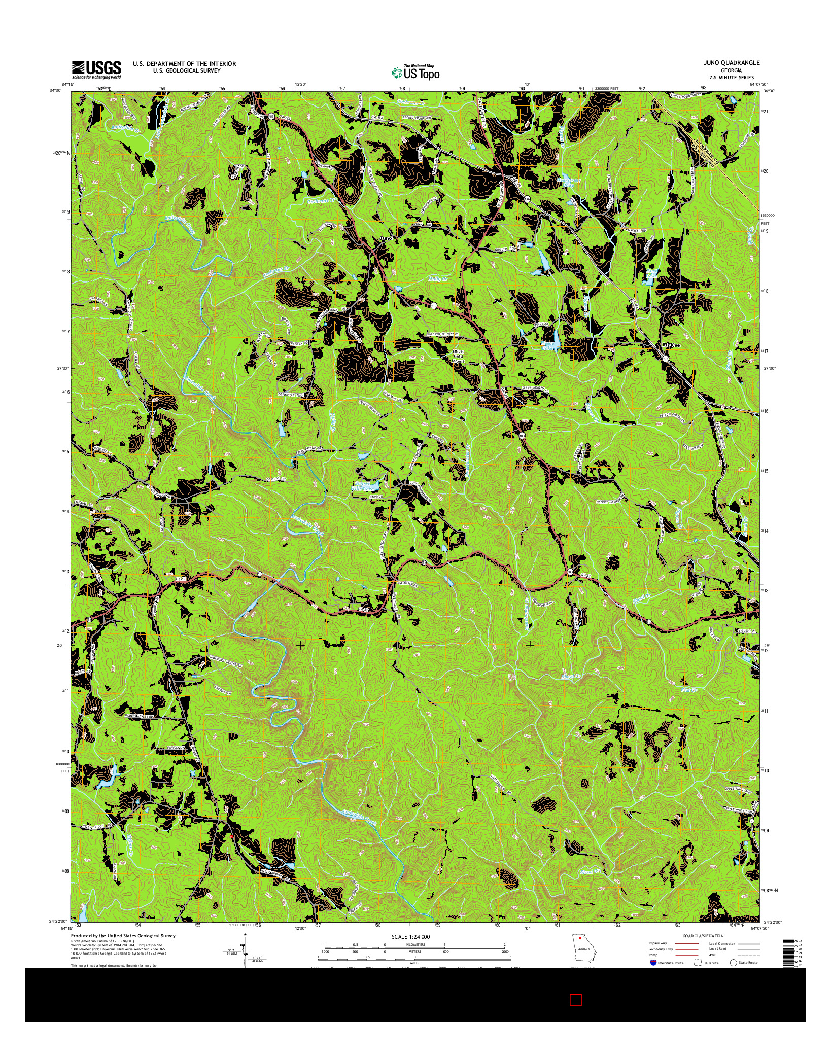 USGS US TOPO 7.5-MINUTE MAP FOR JUNO, GA 2014