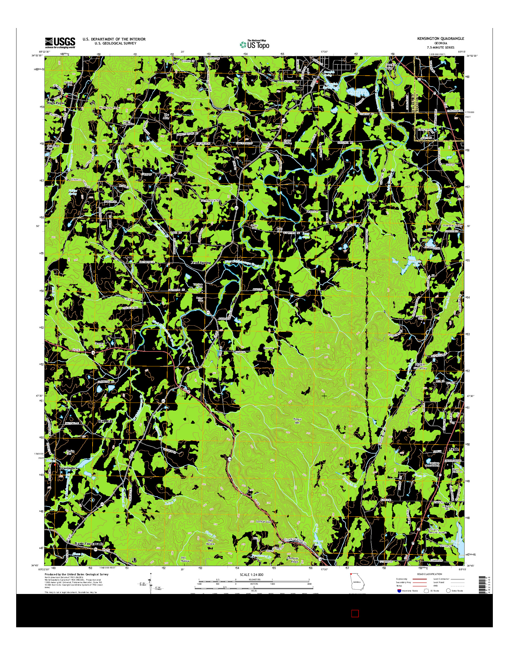 USGS US TOPO 7.5-MINUTE MAP FOR KENSINGTON, GA 2014