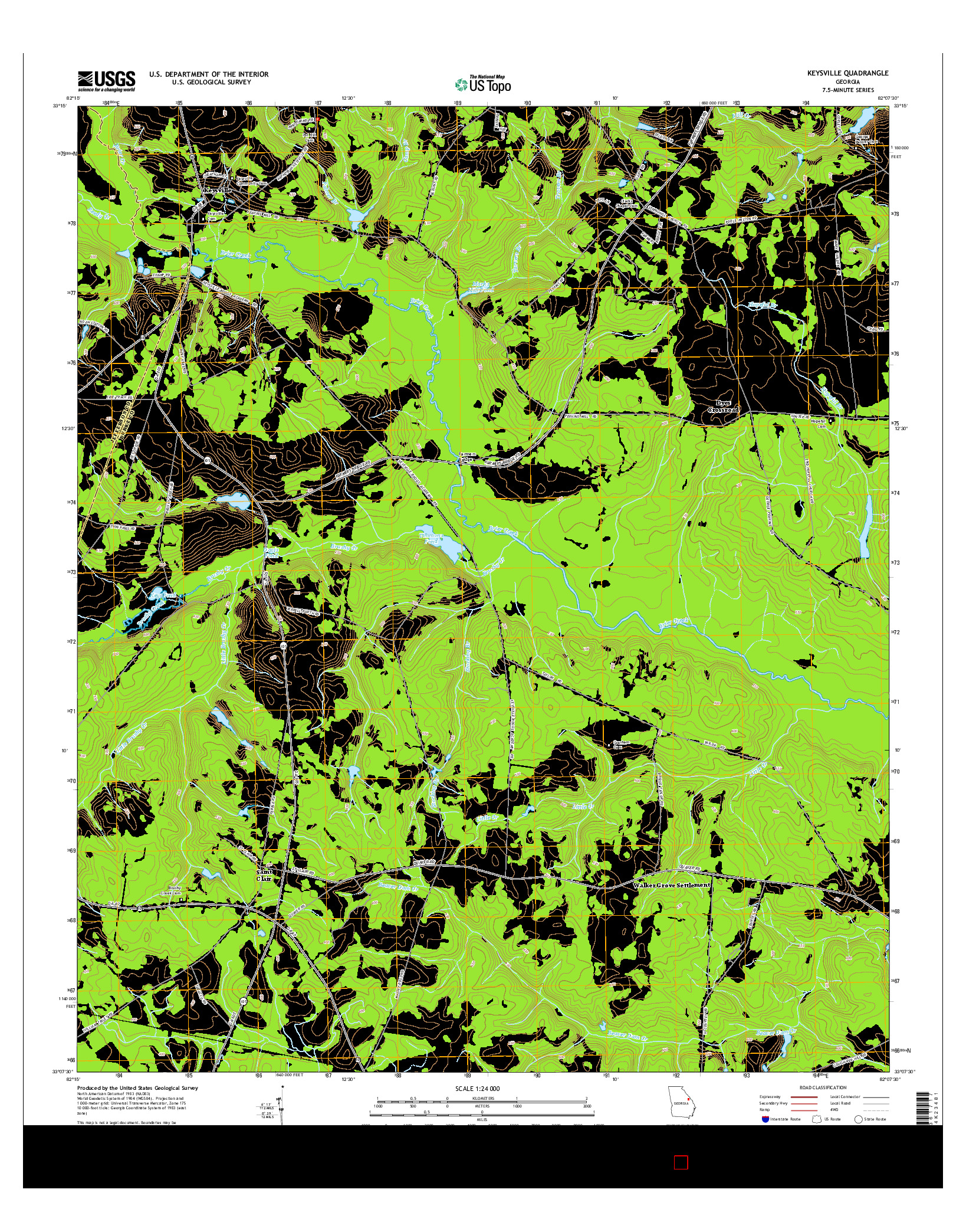 USGS US TOPO 7.5-MINUTE MAP FOR KEYSVILLE, GA 2014