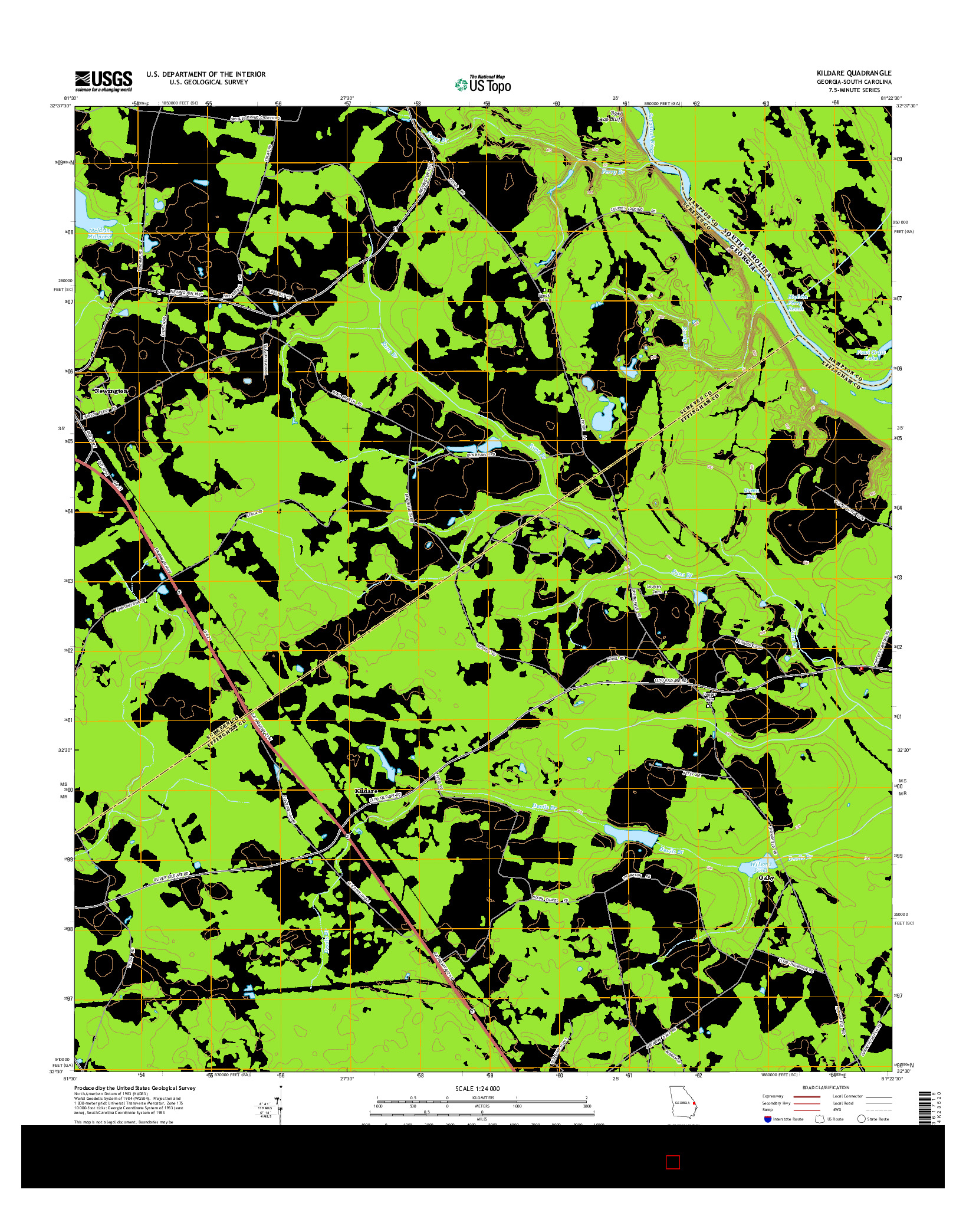USGS US TOPO 7.5-MINUTE MAP FOR KILDARE, GA-SC 2014