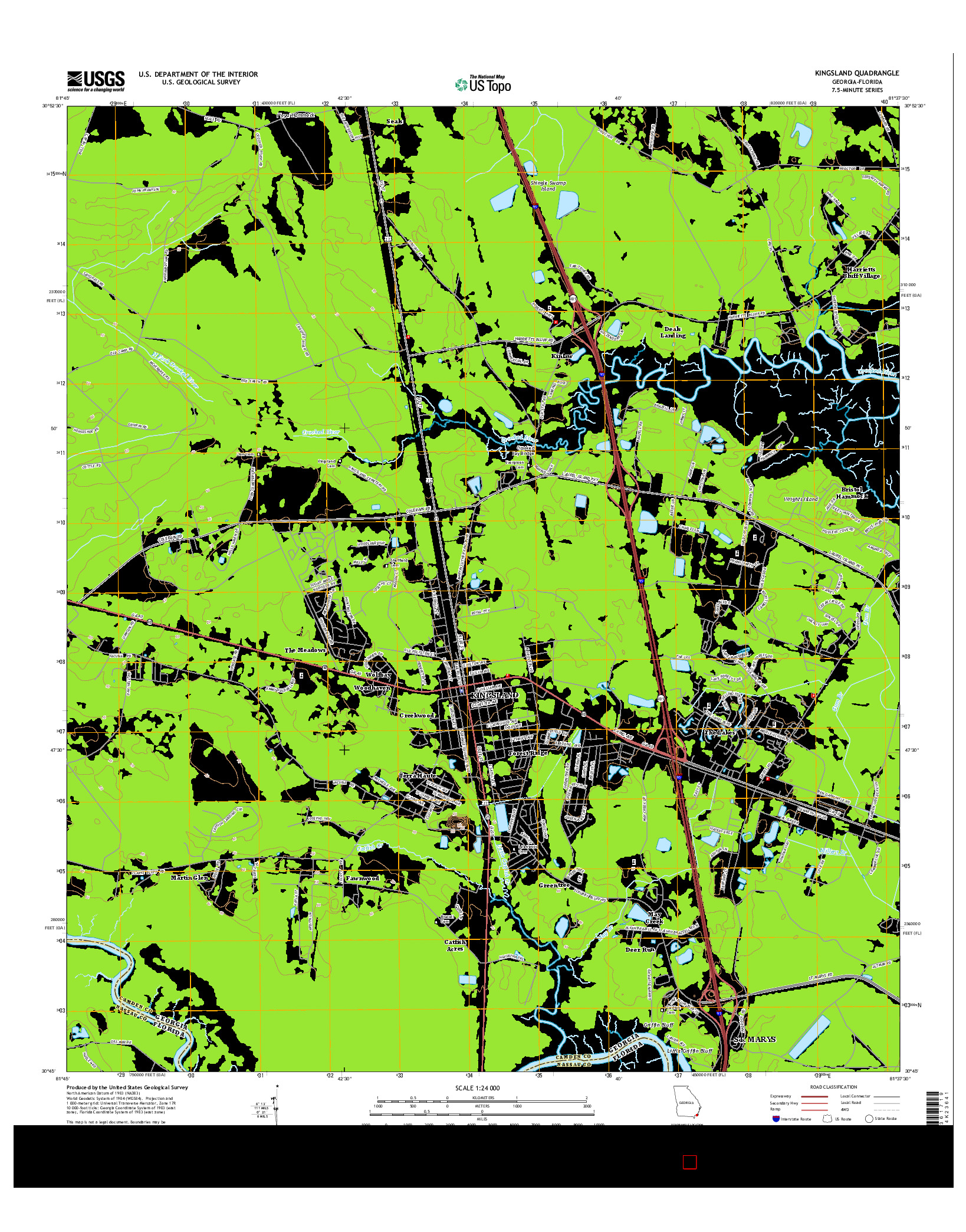 USGS US TOPO 7.5-MINUTE MAP FOR KINGSLAND, GA-FL 2014