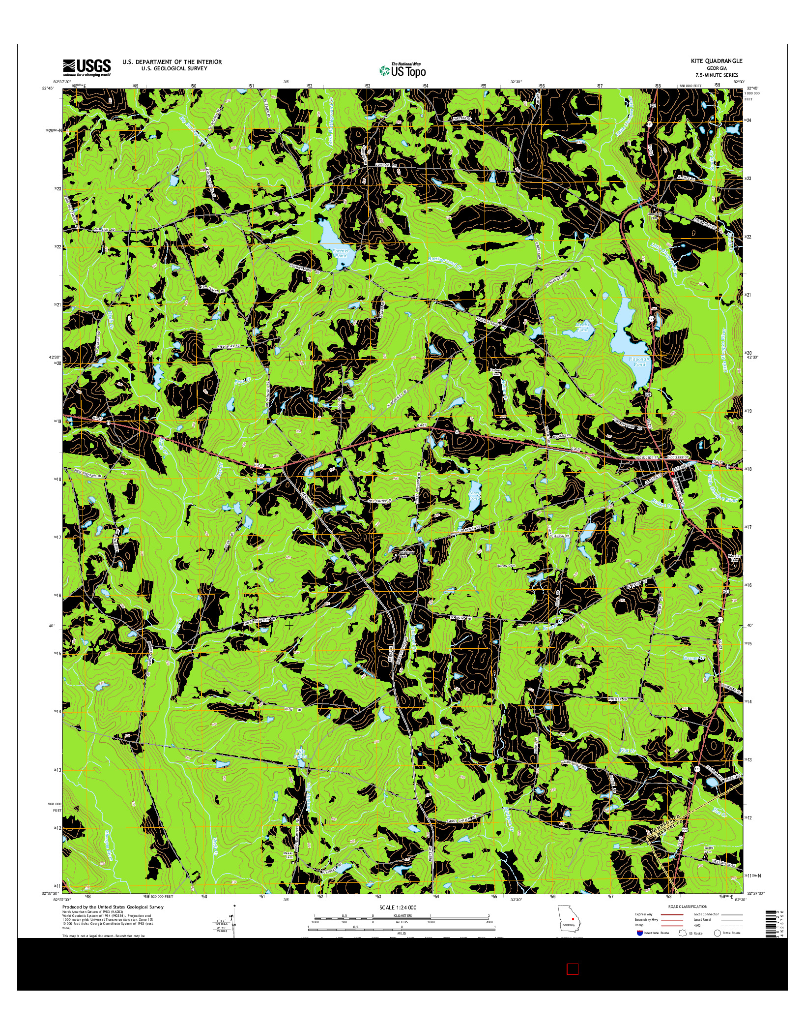 USGS US TOPO 7.5-MINUTE MAP FOR KITE, GA 2014