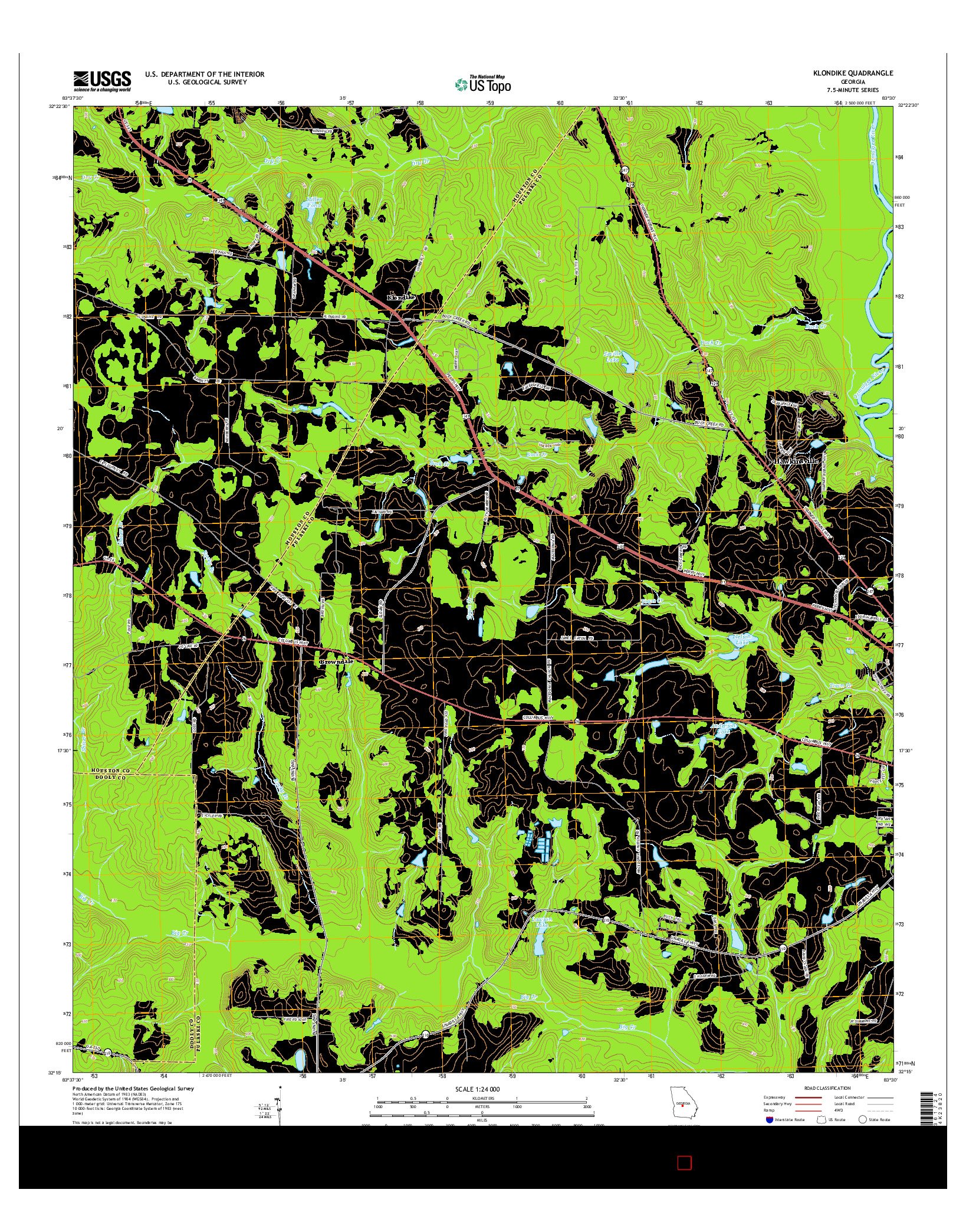 USGS US TOPO 7.5-MINUTE MAP FOR KLONDIKE, GA 2014