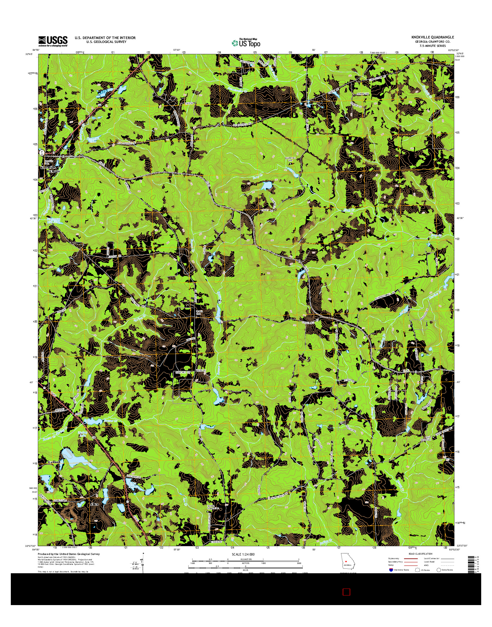 USGS US TOPO 7.5-MINUTE MAP FOR KNOXVILLE, GA 2014