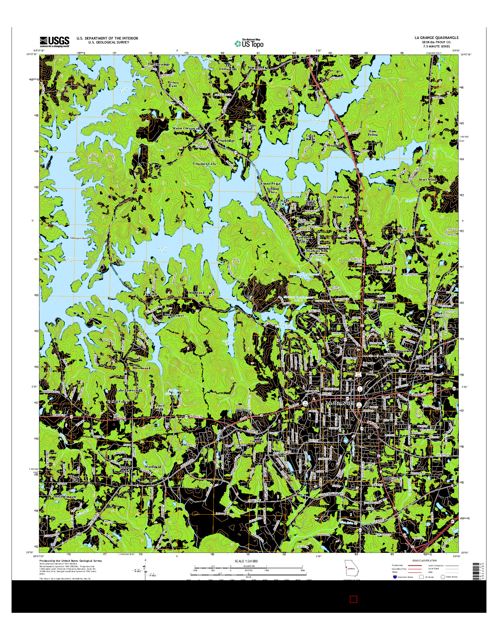 USGS US TOPO 7.5-MINUTE MAP FOR LA GRANGE, GA 2014