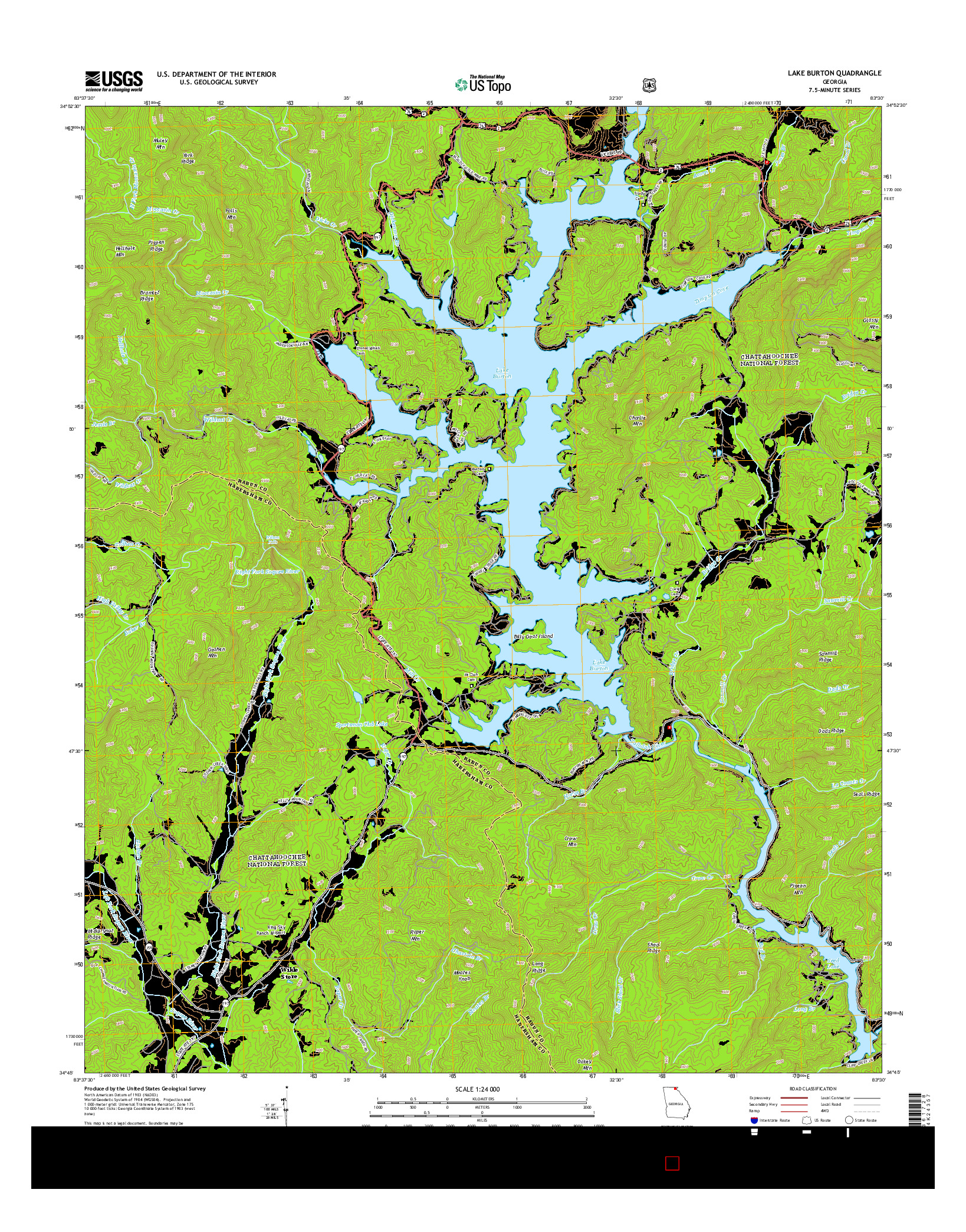 USGS US TOPO 7.5-MINUTE MAP FOR LAKE BURTON, GA 2014