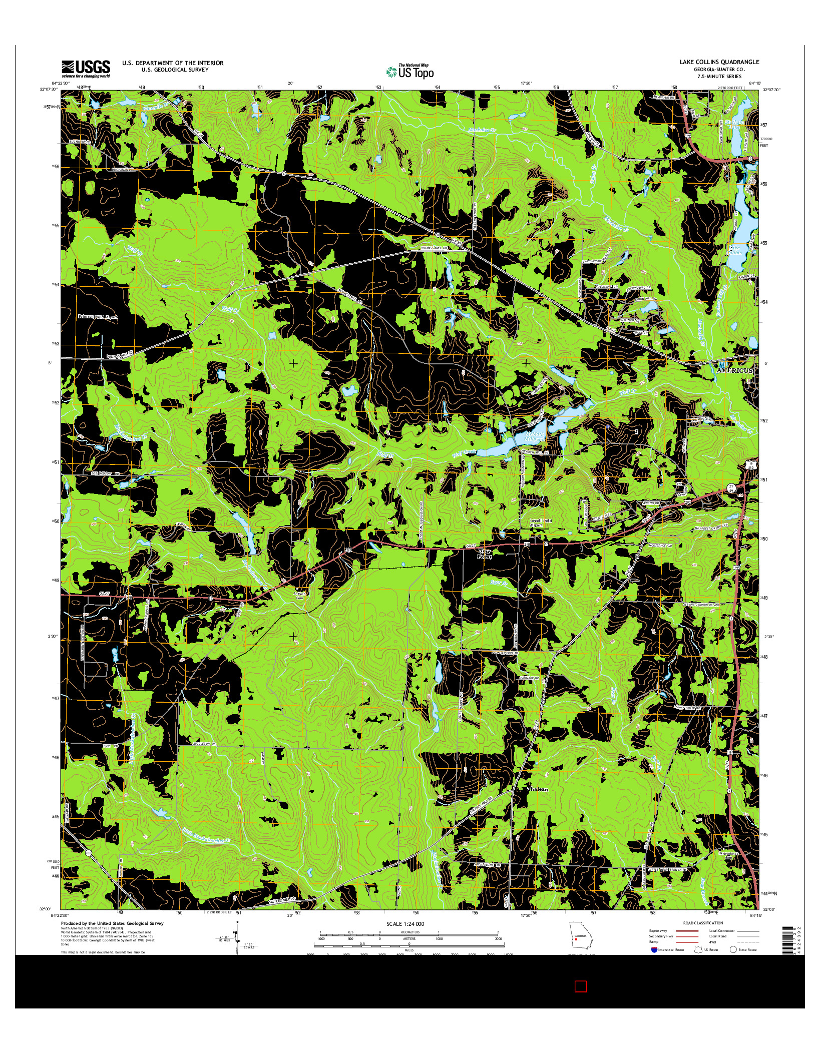 USGS US TOPO 7.5-MINUTE MAP FOR LAKE COLLINS, GA 2014