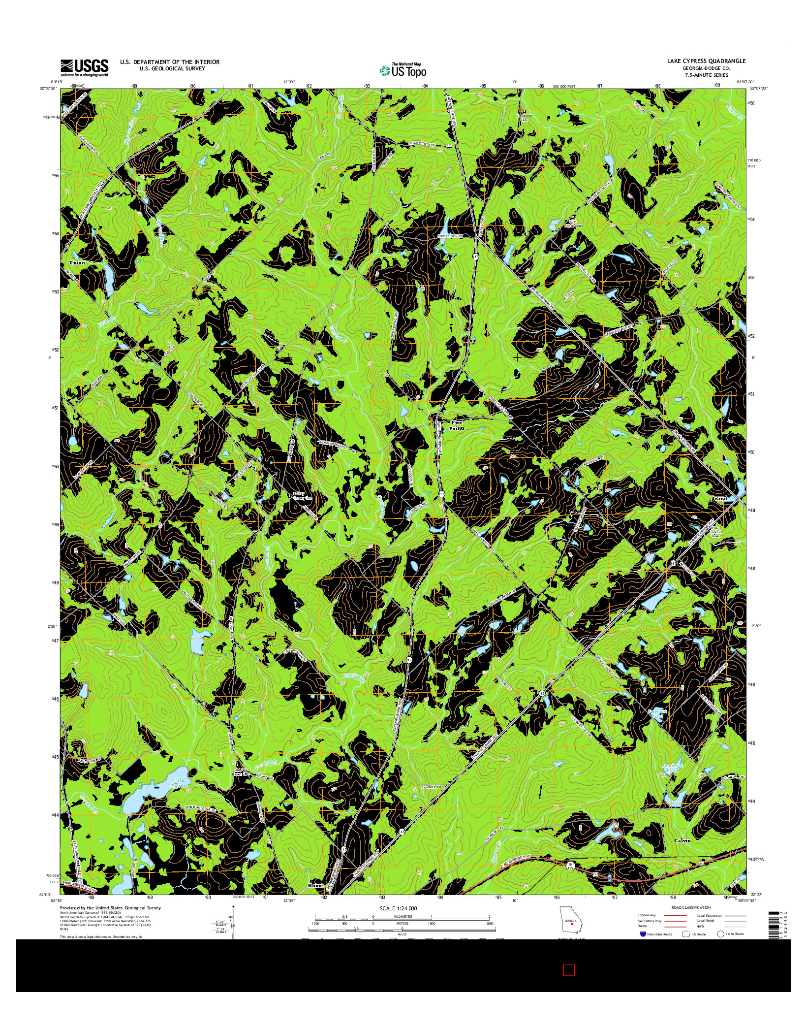 USGS US TOPO 7.5-MINUTE MAP FOR LAKE CYPRESS, GA 2014