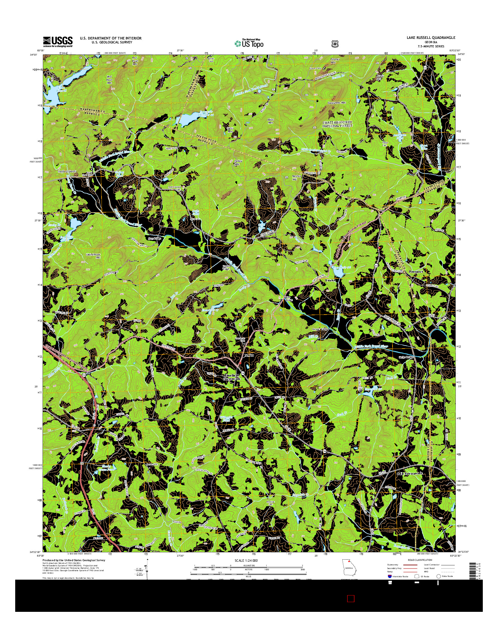 USGS US TOPO 7.5-MINUTE MAP FOR LAKE RUSSELL, GA 2014