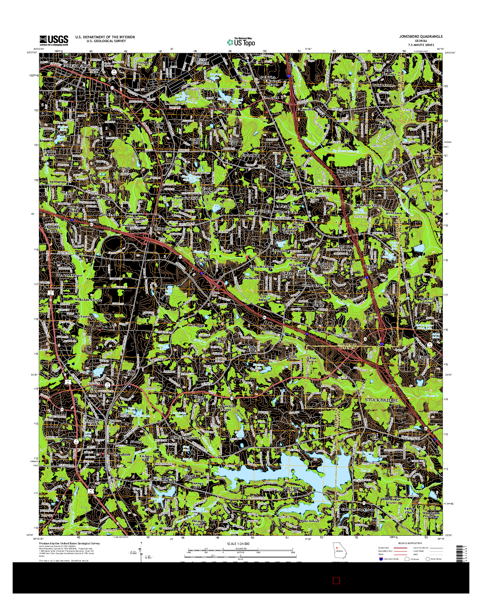 USGS US TOPO 7.5-MINUTE MAP FOR JONESBORO, GA 2014