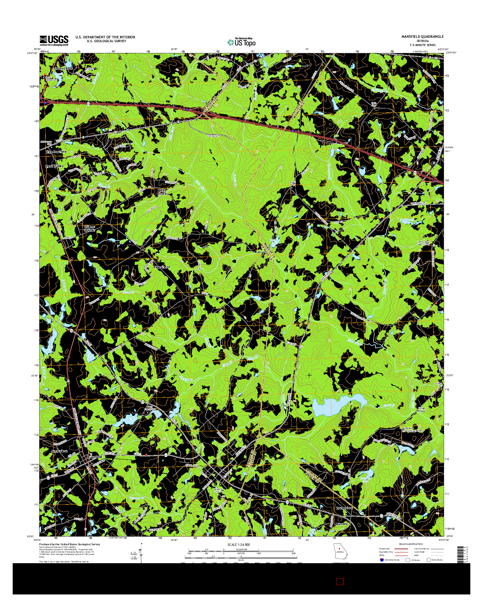 USGS US TOPO 7.5-MINUTE MAP FOR MANSFIELD, GA 2014