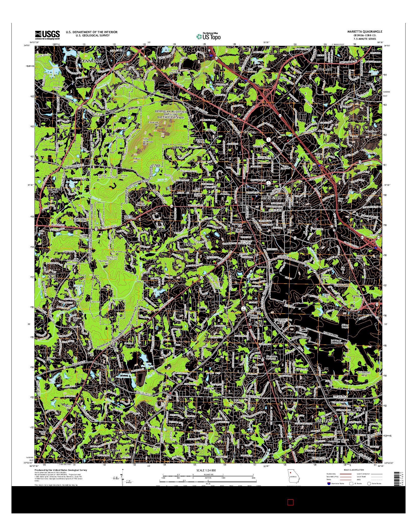 USGS US TOPO 7.5-MINUTE MAP FOR MARIETTA, GA 2014