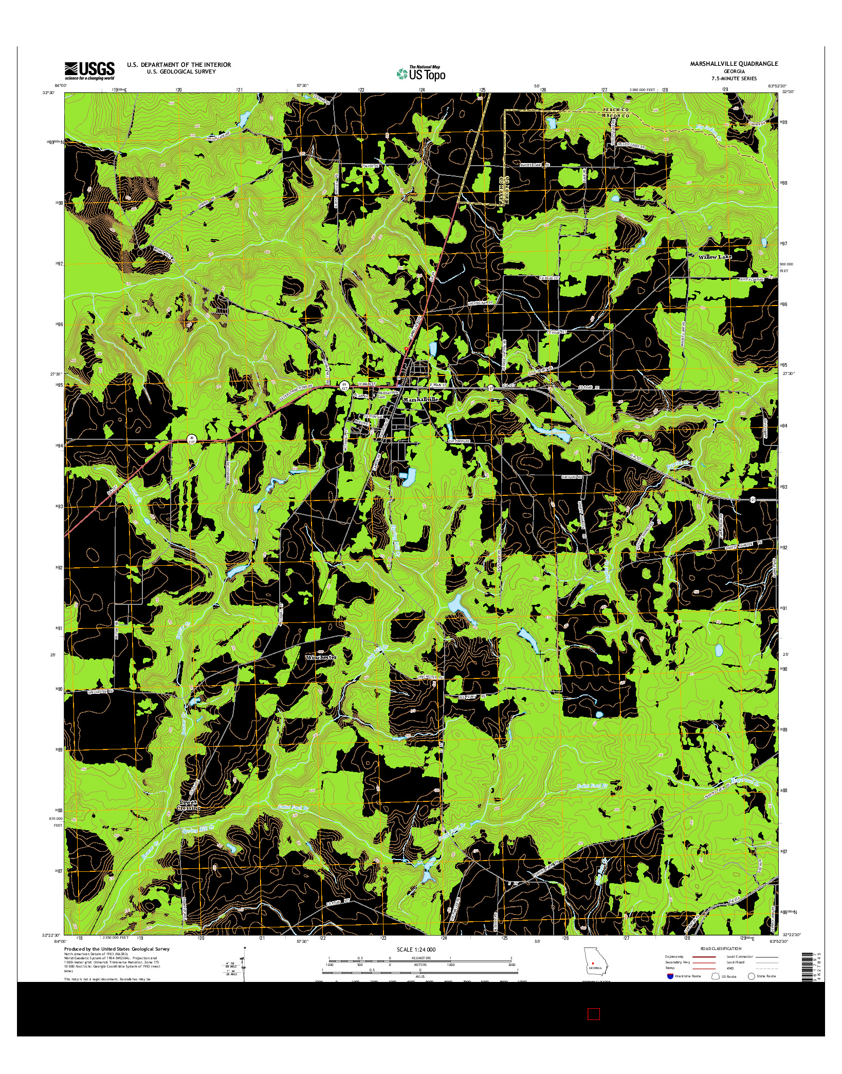 USGS US TOPO 7.5-MINUTE MAP FOR MARSHALLVILLE, GA 2014